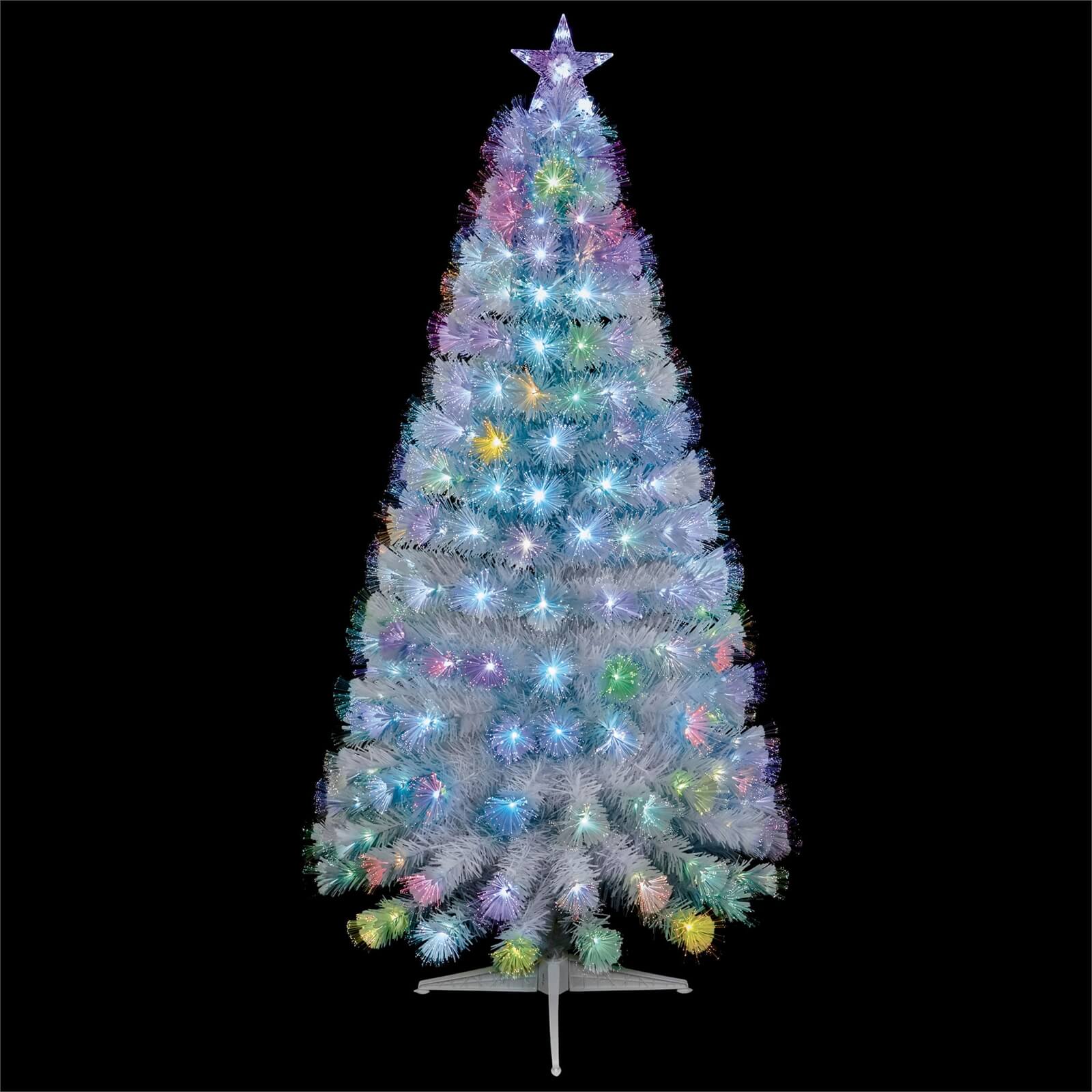 4ft White Flash LED Fibre Optic Christmas Tree