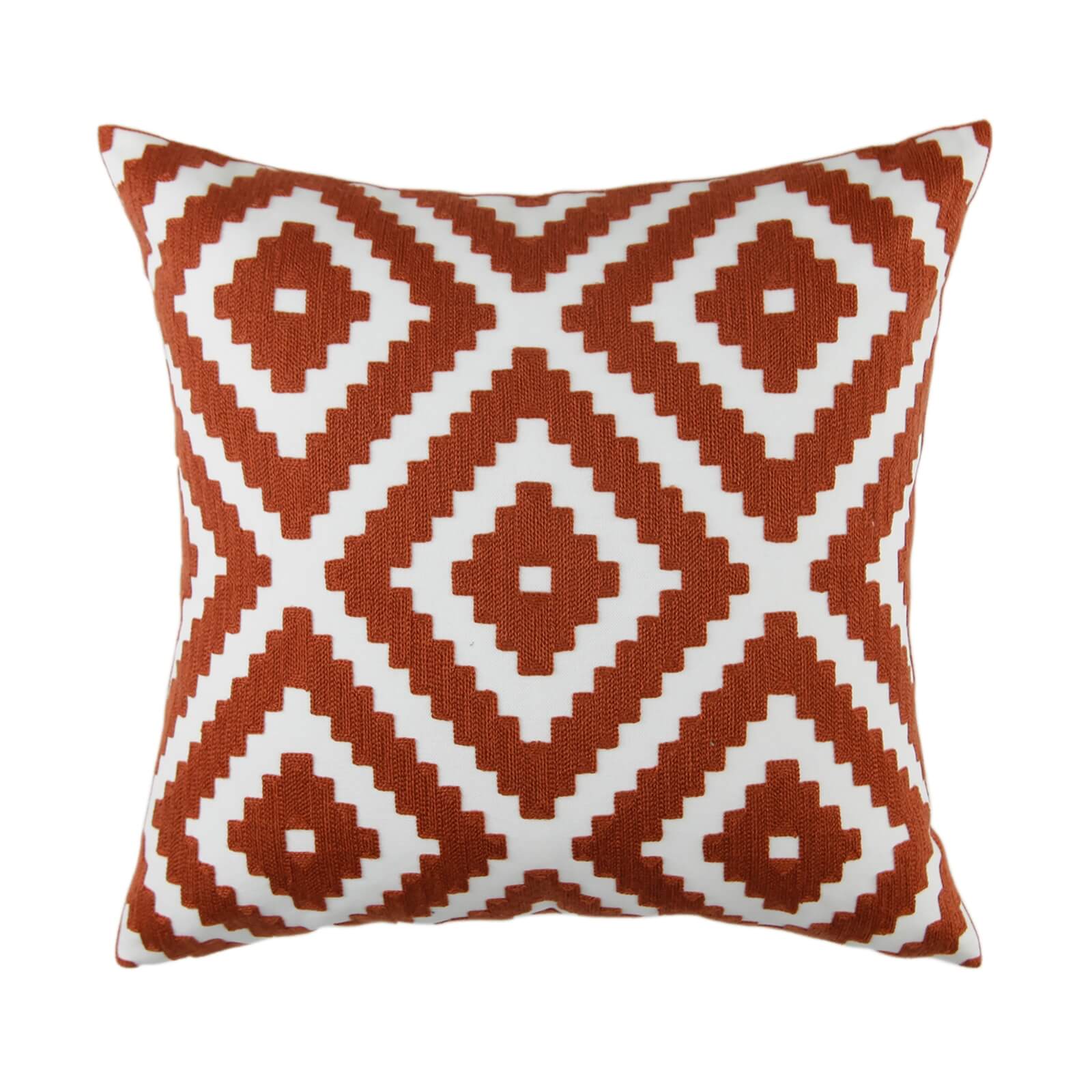 Aztec Cushion - Terracotta & White - 45x45cm