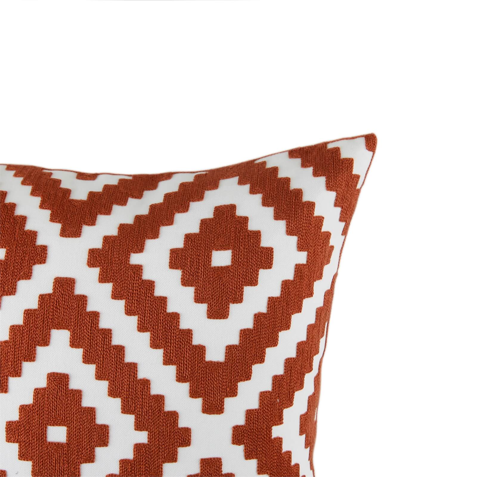 Aztec Cushion - Terracotta & White - 45x45cm