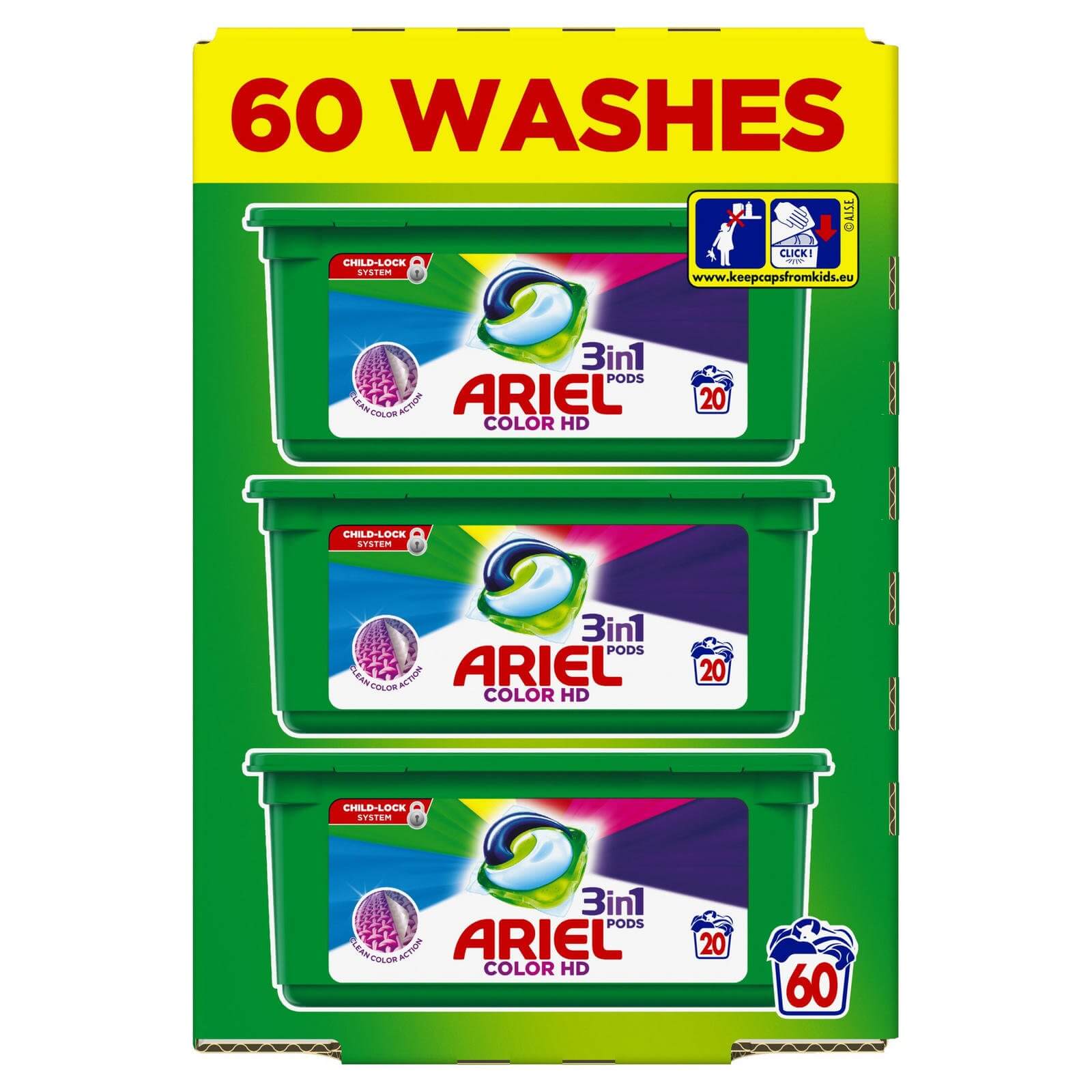 Ariel 3in1 Pods Colour Washing Capsules -60W