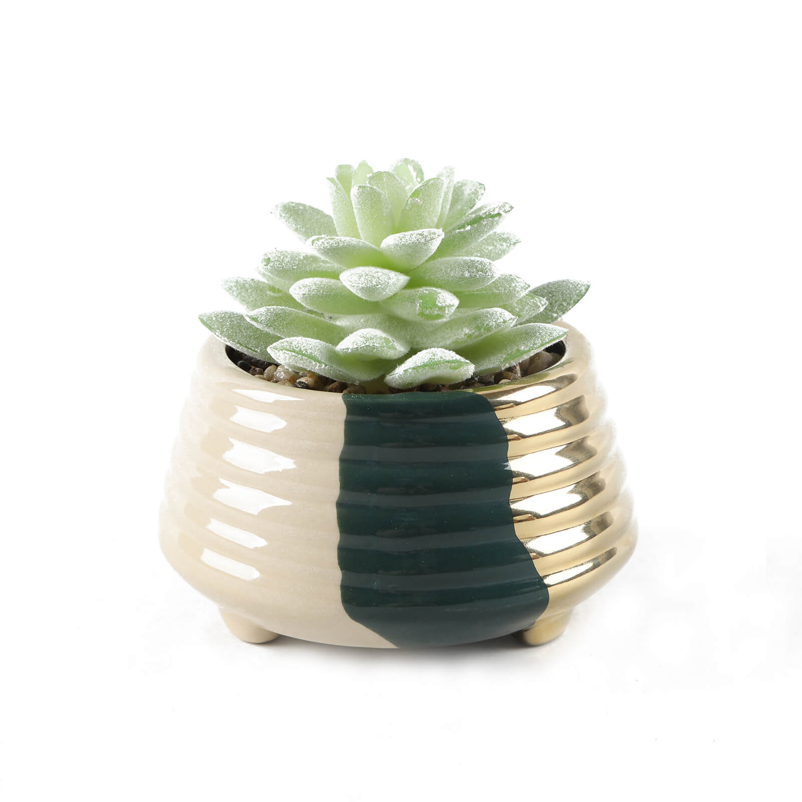 Small Potted Plant - Gold & Teal