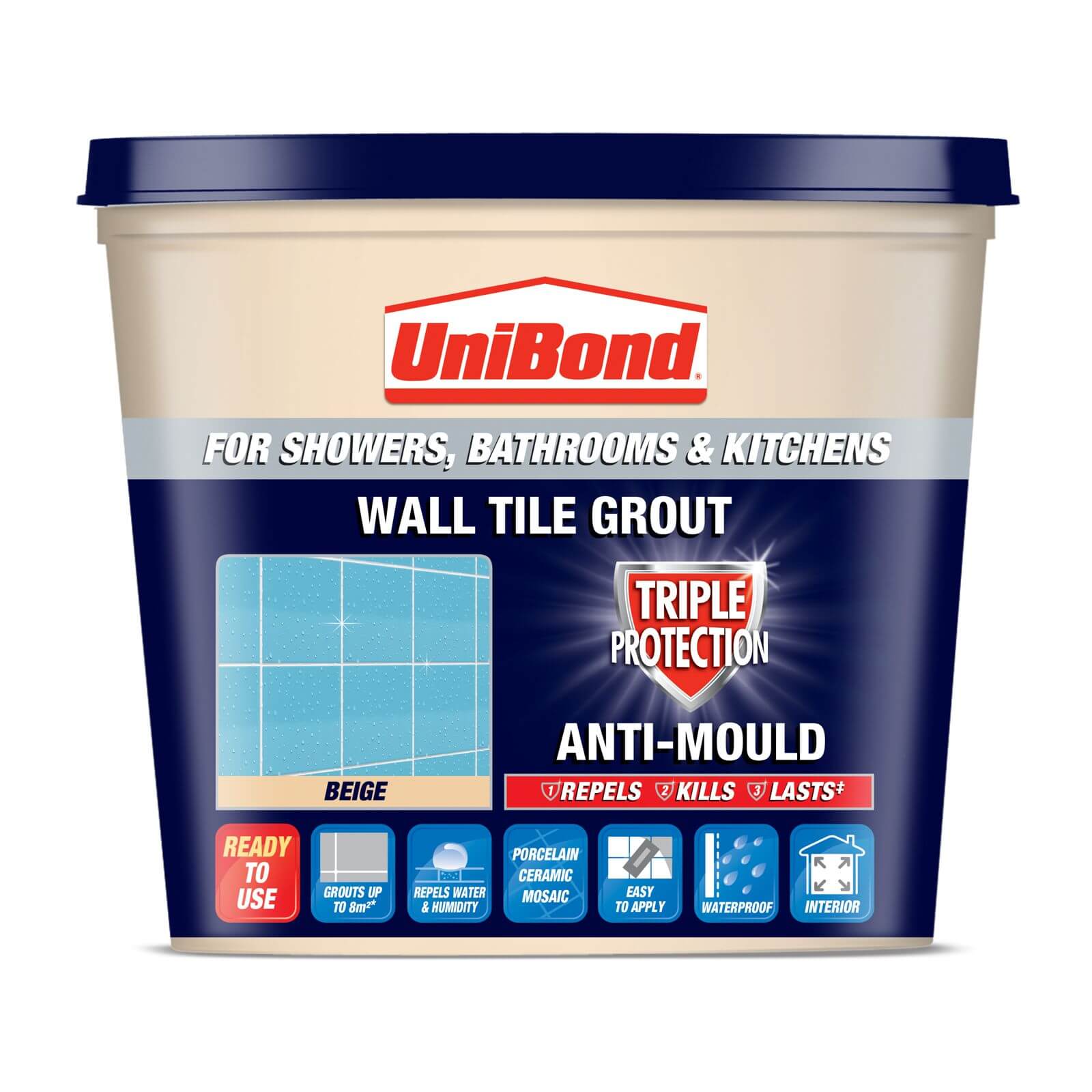 UniBond Anti Mould Tile Grout Beige 1L Homebase
