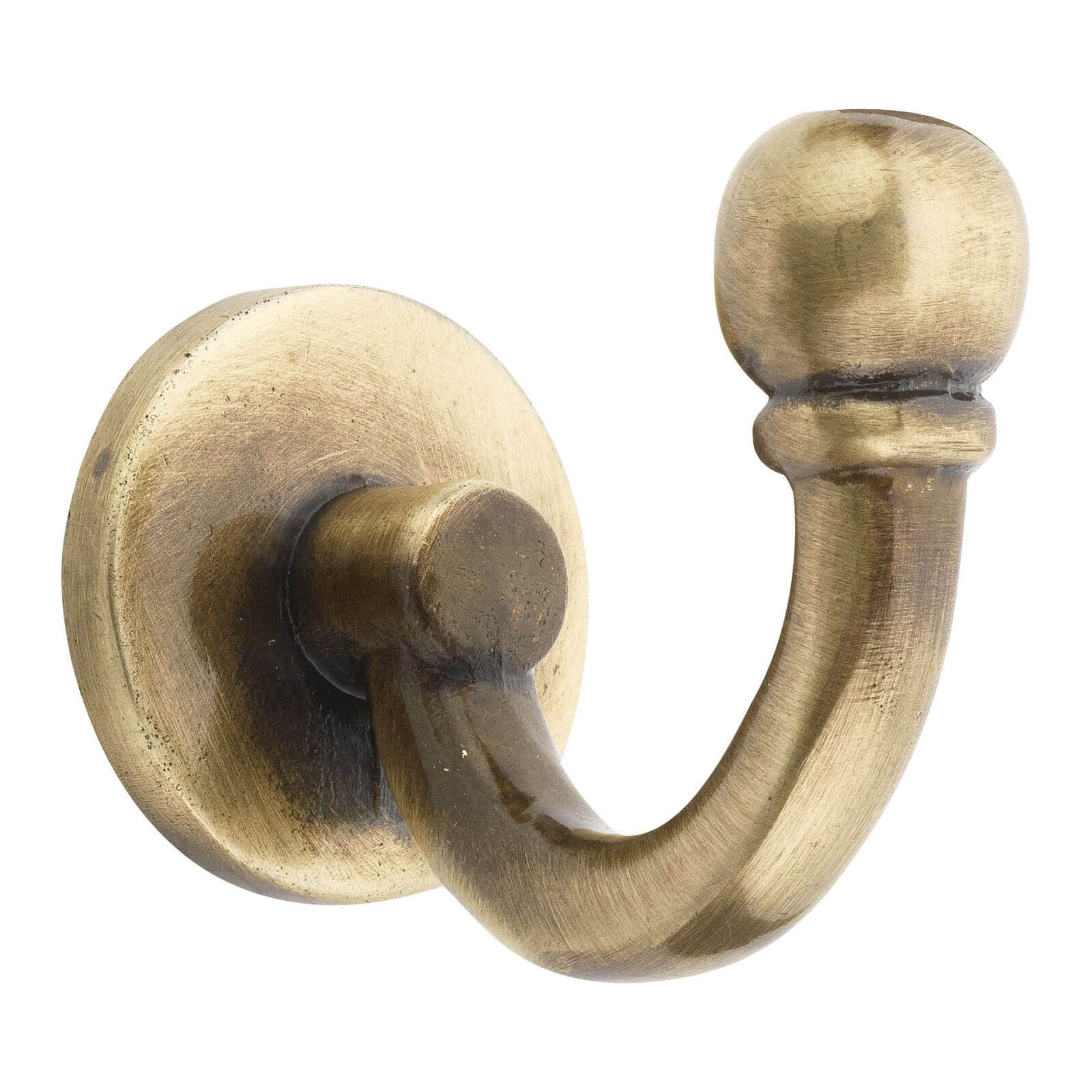 Hiatt Single Screw In Hook - Antique Brass