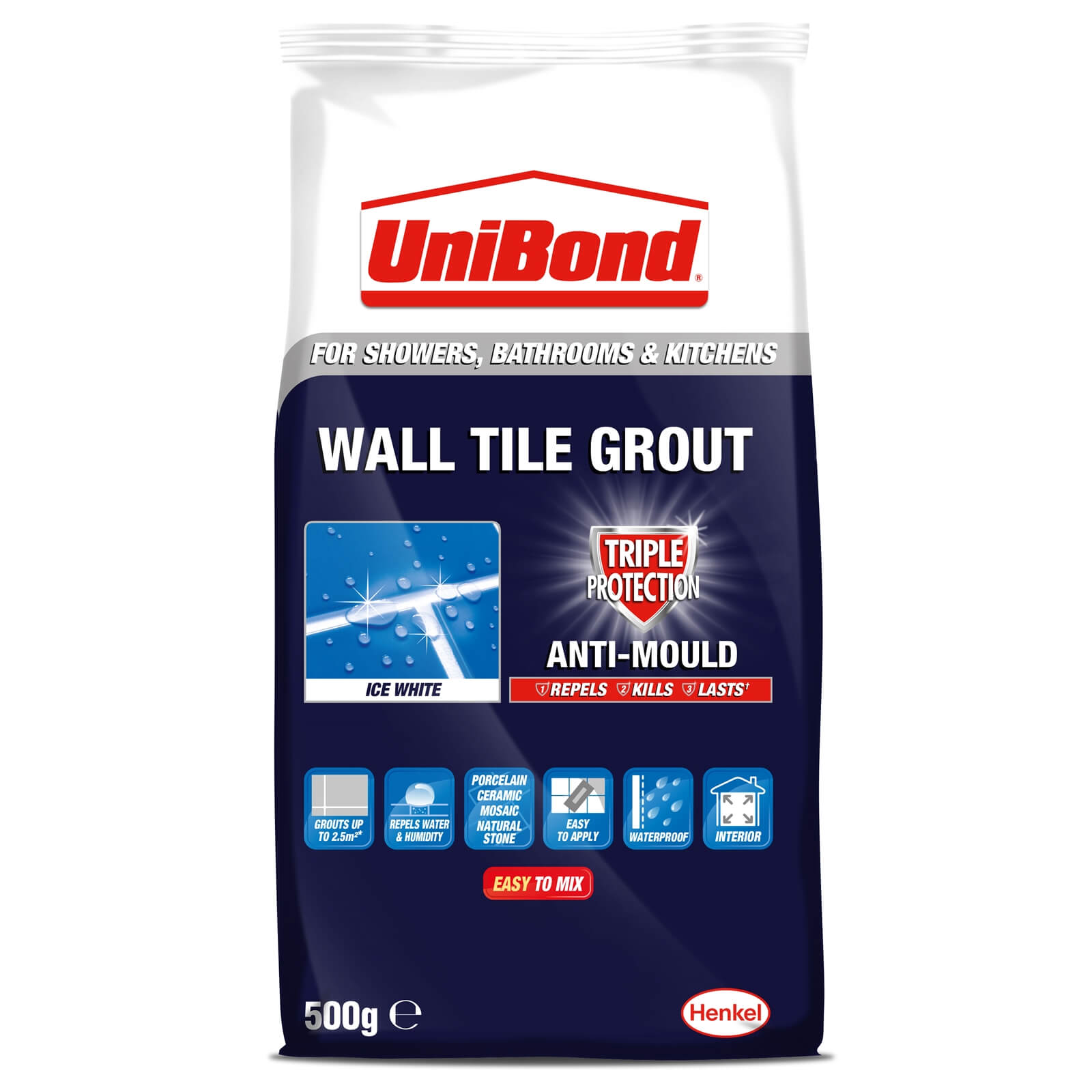 UniBond Triple Protection Anti-Mould Wall Tile Grout - Ice White