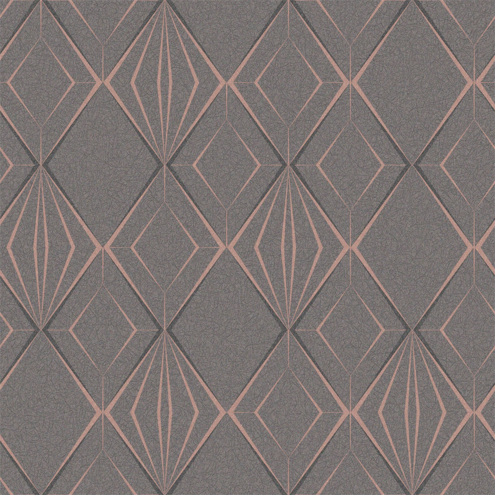 Holden Decor Antares Geometric Textured Metallic Glitter Charocal and Rose Gold Wallpaper