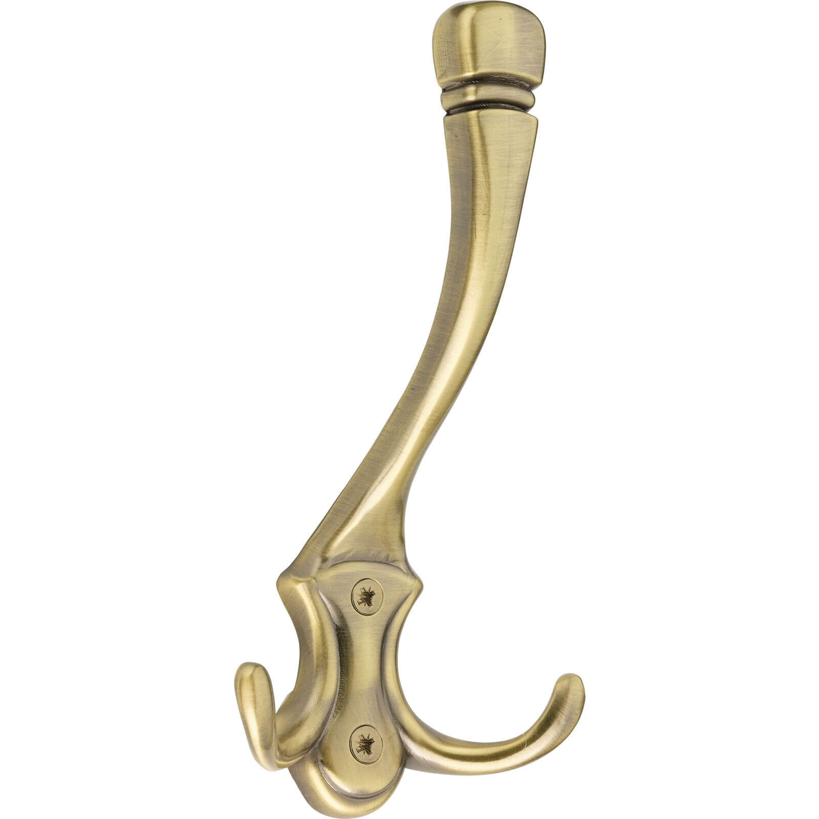 Hiatt Deco Base Three Prong Hook - Antique Brass