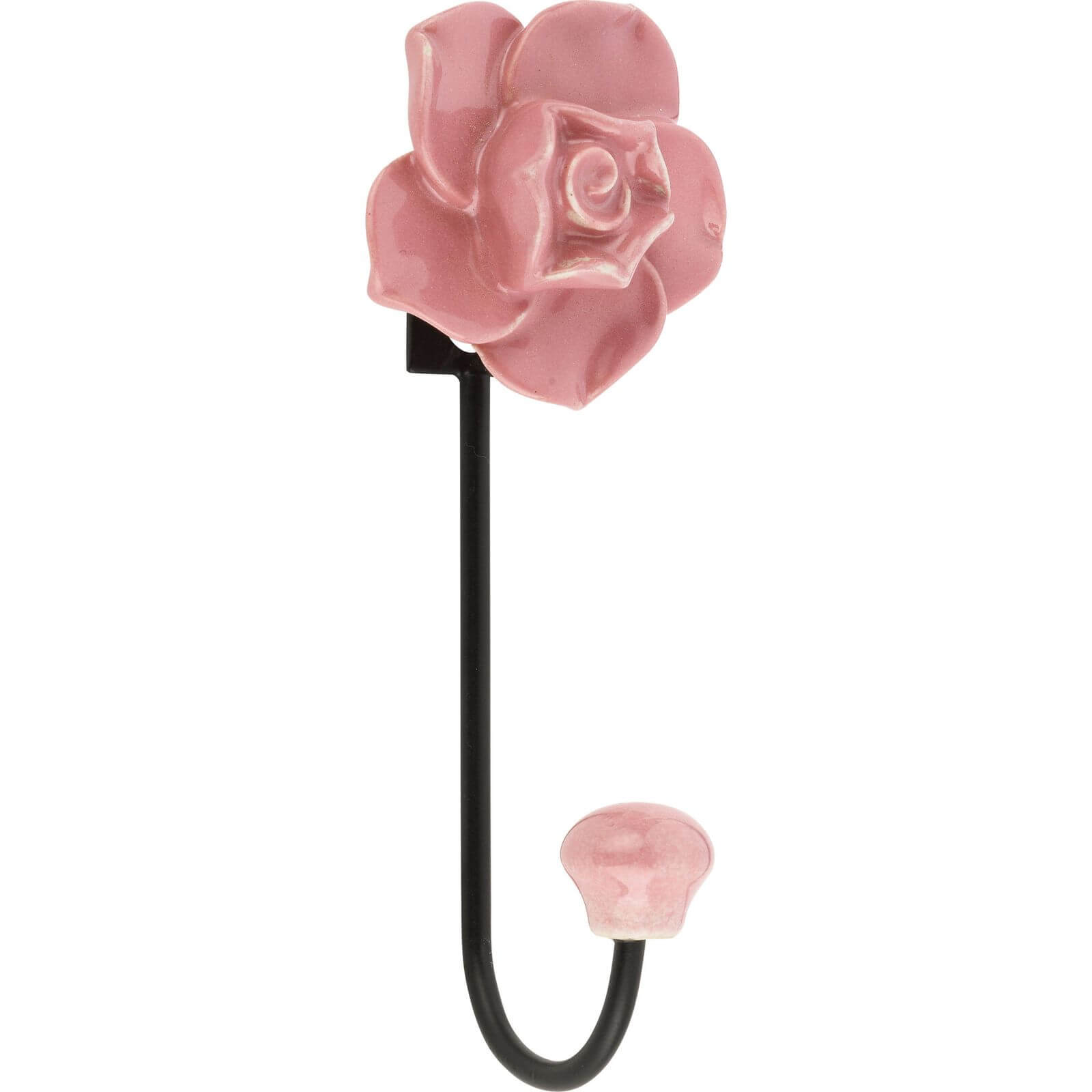 Hiatt Ceramic Rose Single Hook - Pink