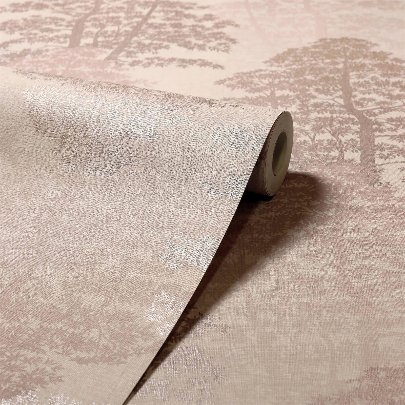 Arthouse Oasis Wood Tree Textured Metallic Glitter Blush Wallpaper