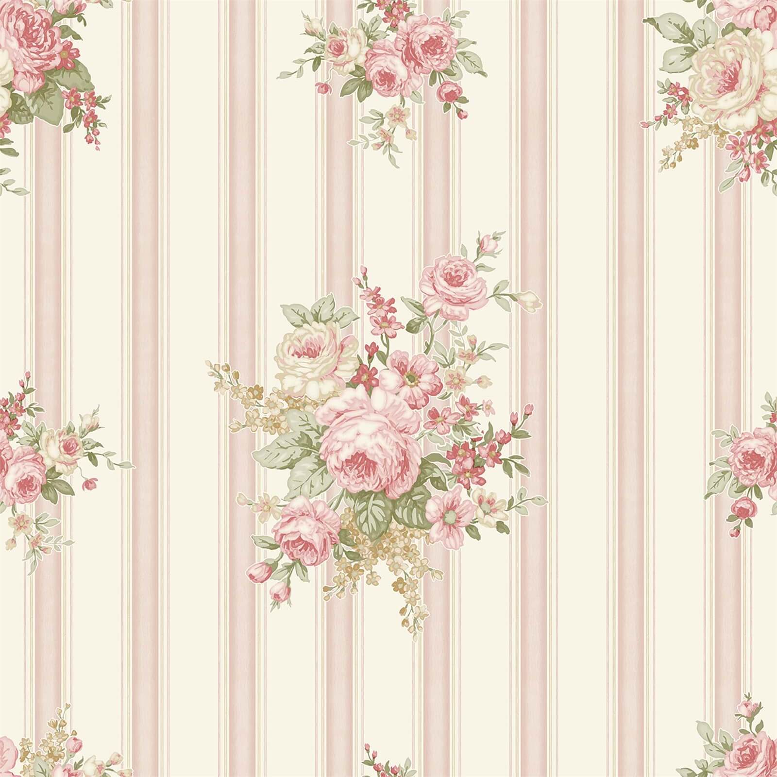 Grandeco Floral Bouquet Pink Wallpaper