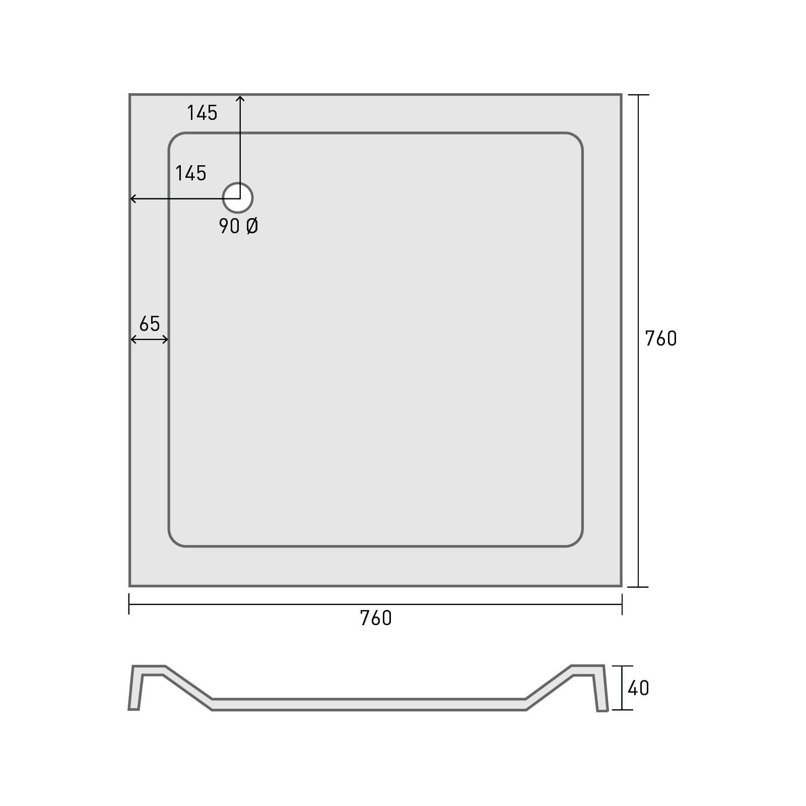 Square Shower Tray - 760 x 760mm