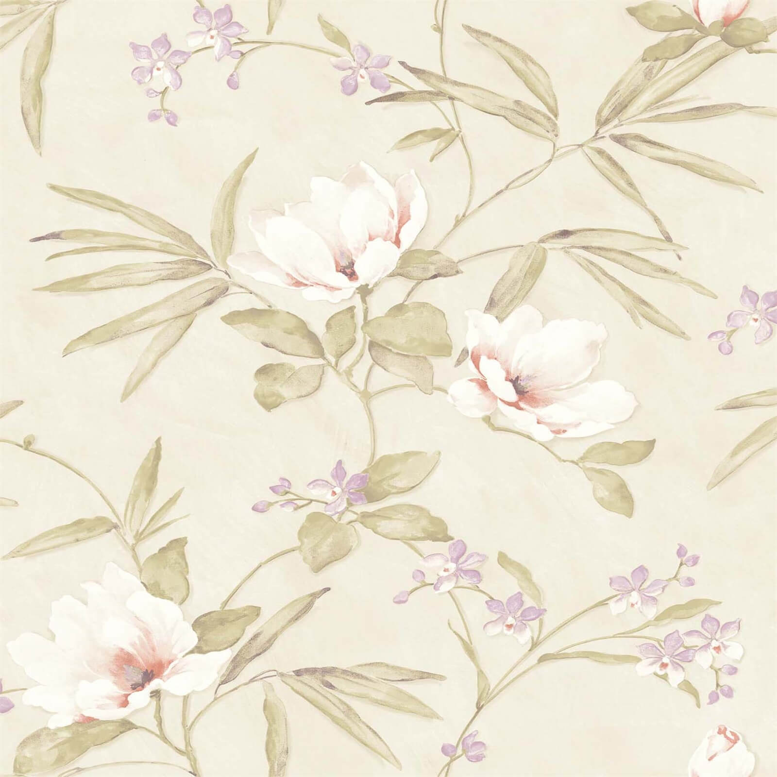 Grandeco Painted Magnolia Neutral Wallpaper