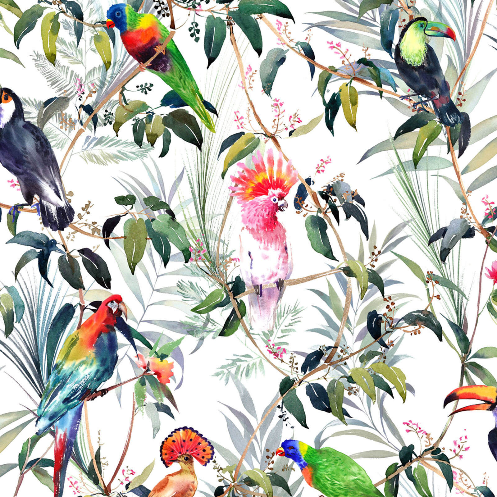 Fresco Jungle Smooth Multi Coloured Wallpaper