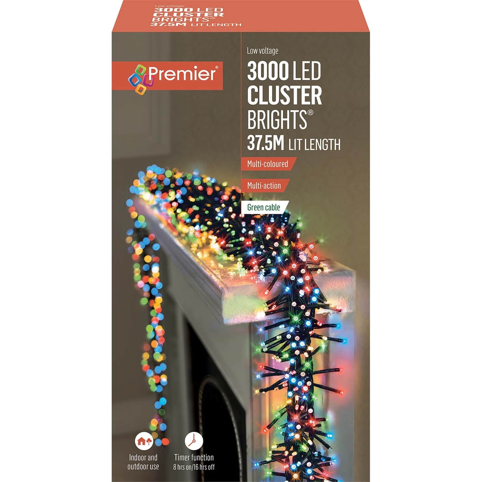 3000 Multi-coloured Multiaction LED Clusterbrights (with Timer)