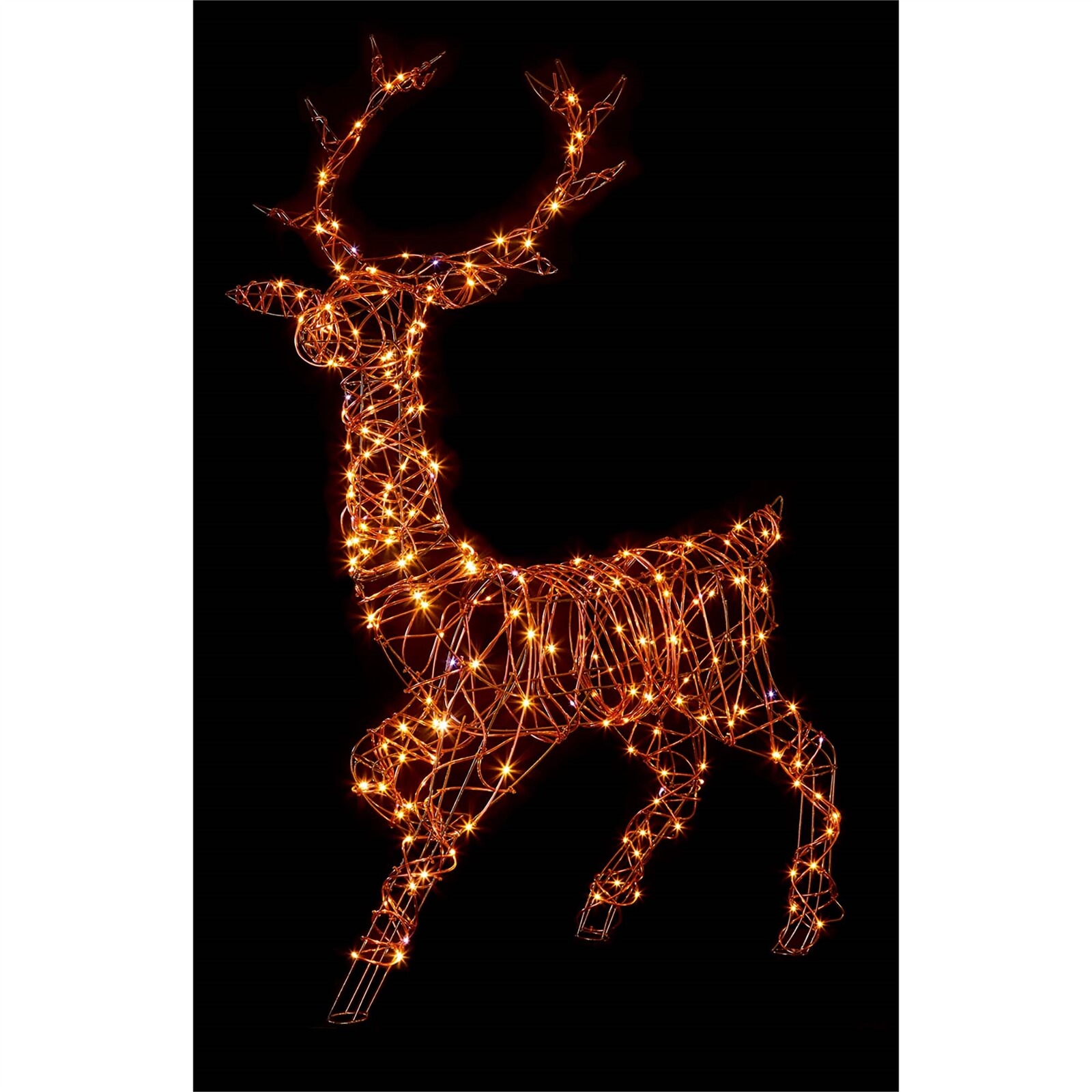1.4m Brown Pin Wire Rattan Stag with 200 White-Warm and White LEDs