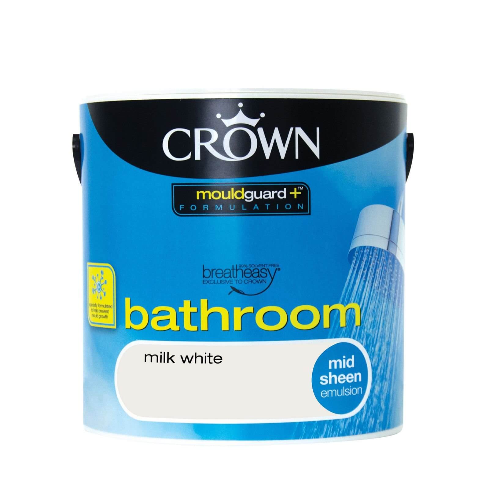Crown Bathroom Breatheasy Milk White - Mid-sheen Paint - 2.5L