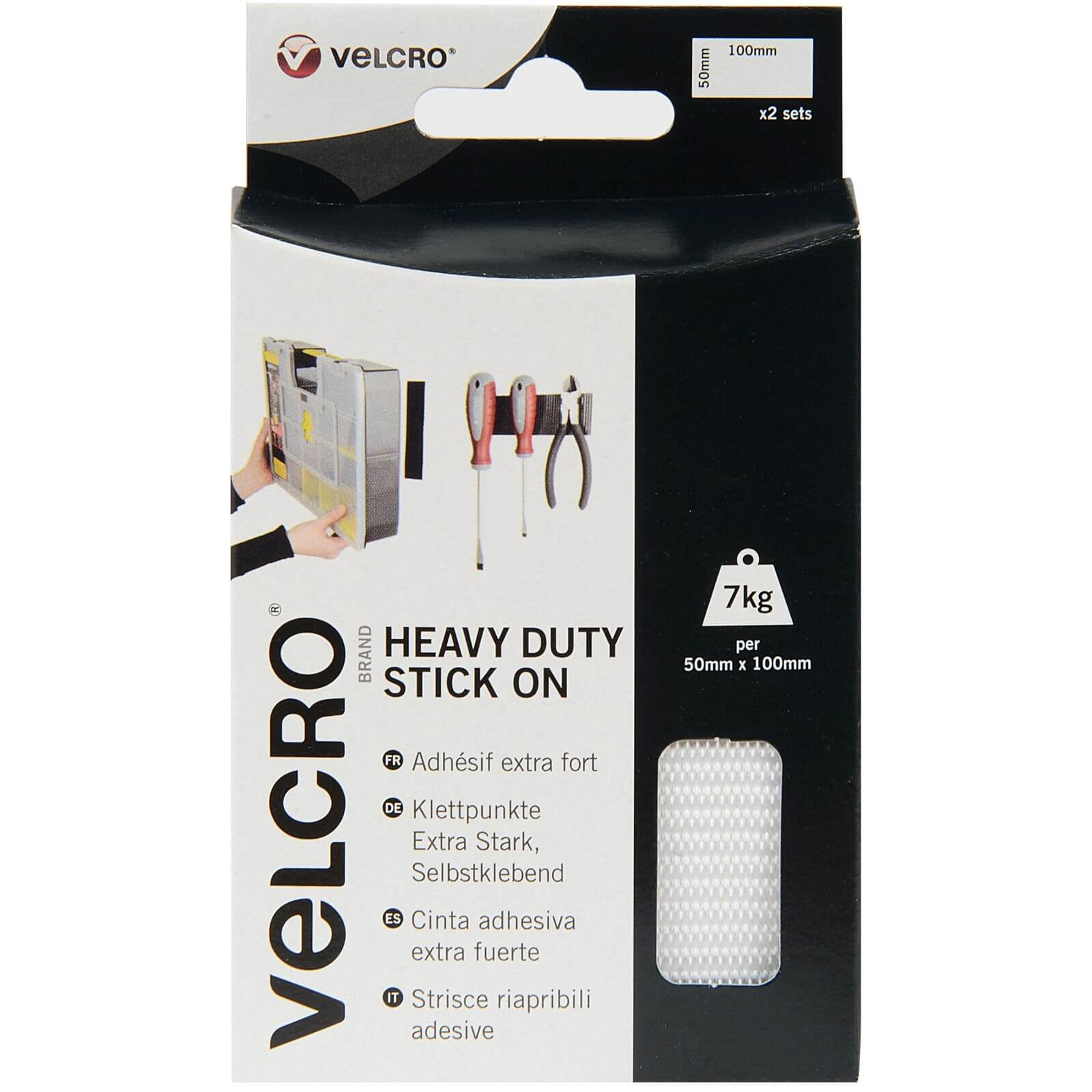 VELCRO? Brand Heavy Duty Stick-On Strips - Black - 2 Pack