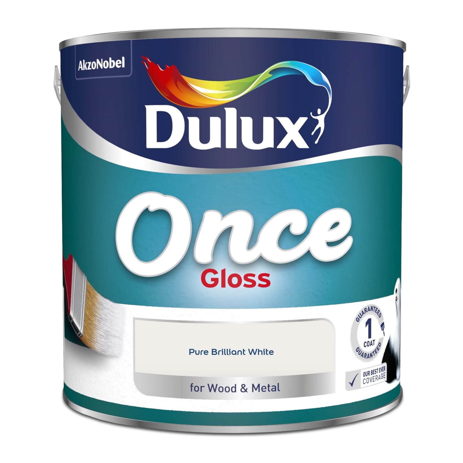 Dulux Once Gloss Paint Pure Brilliant White - 2.5L