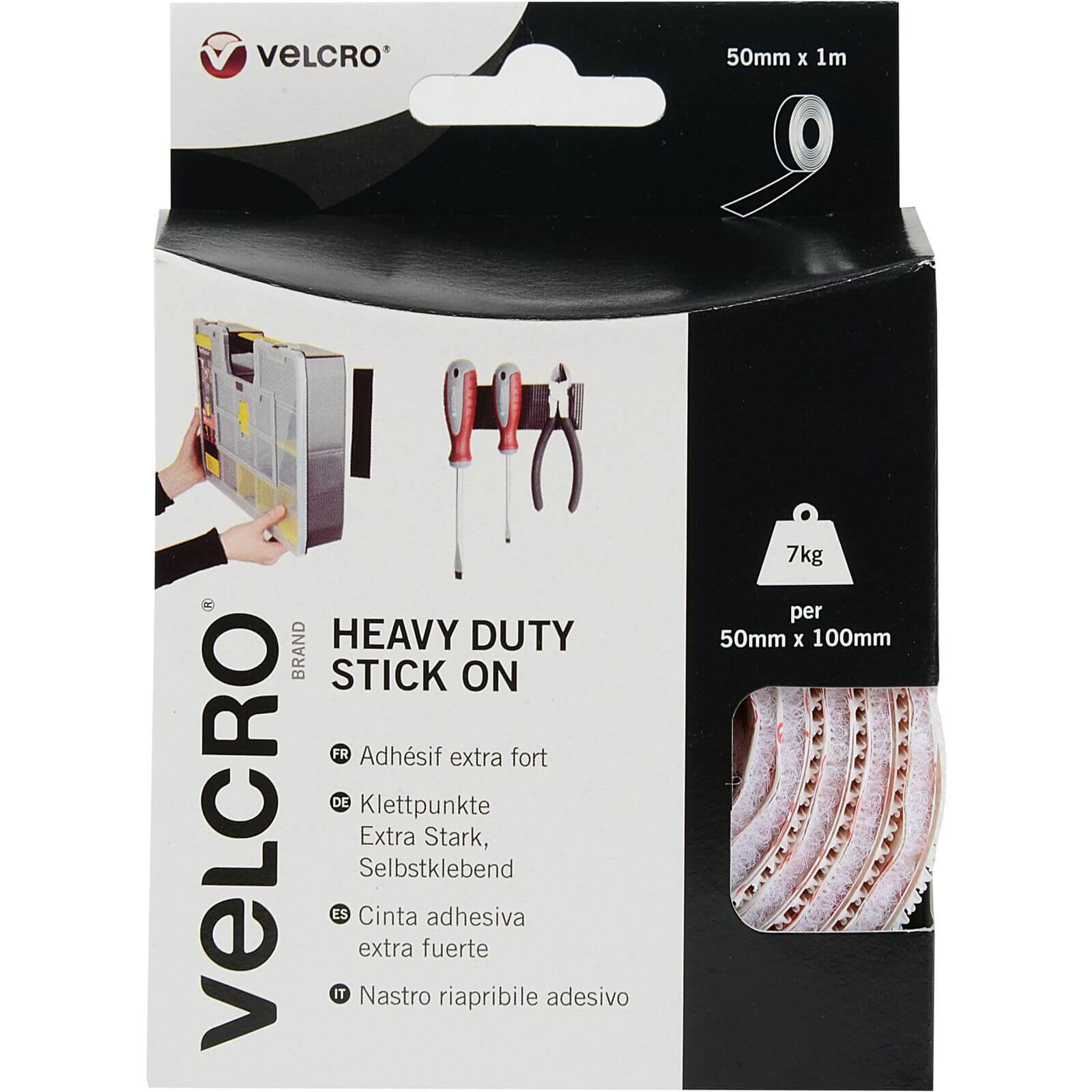 VELCRO? Brand Stick-On Tape - White - 50mm x 1m