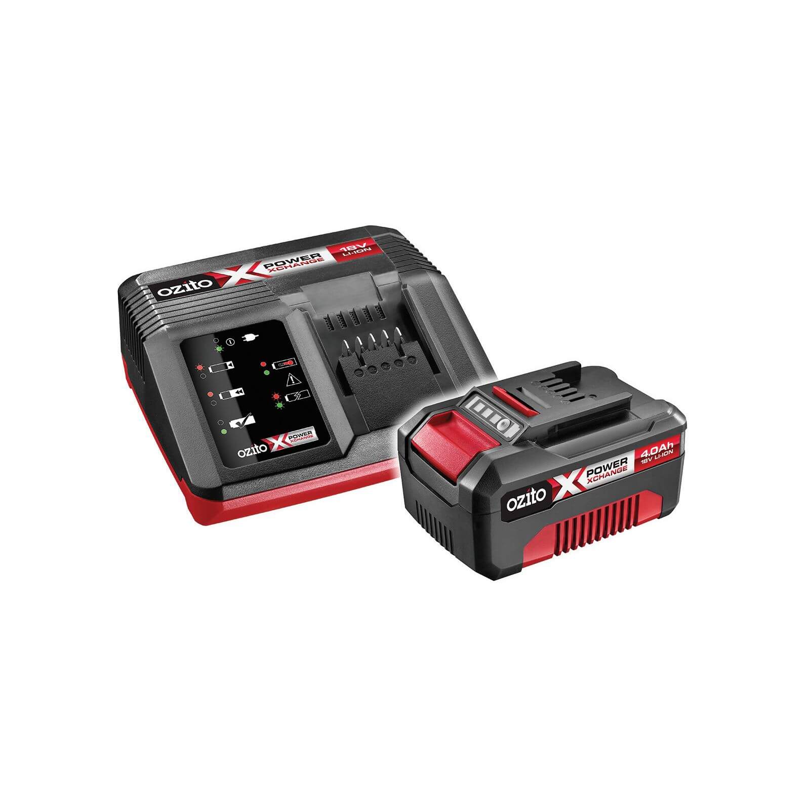 Ozito by Einhell Power X Change 18V 4.0Ah Battery & Charger Pack