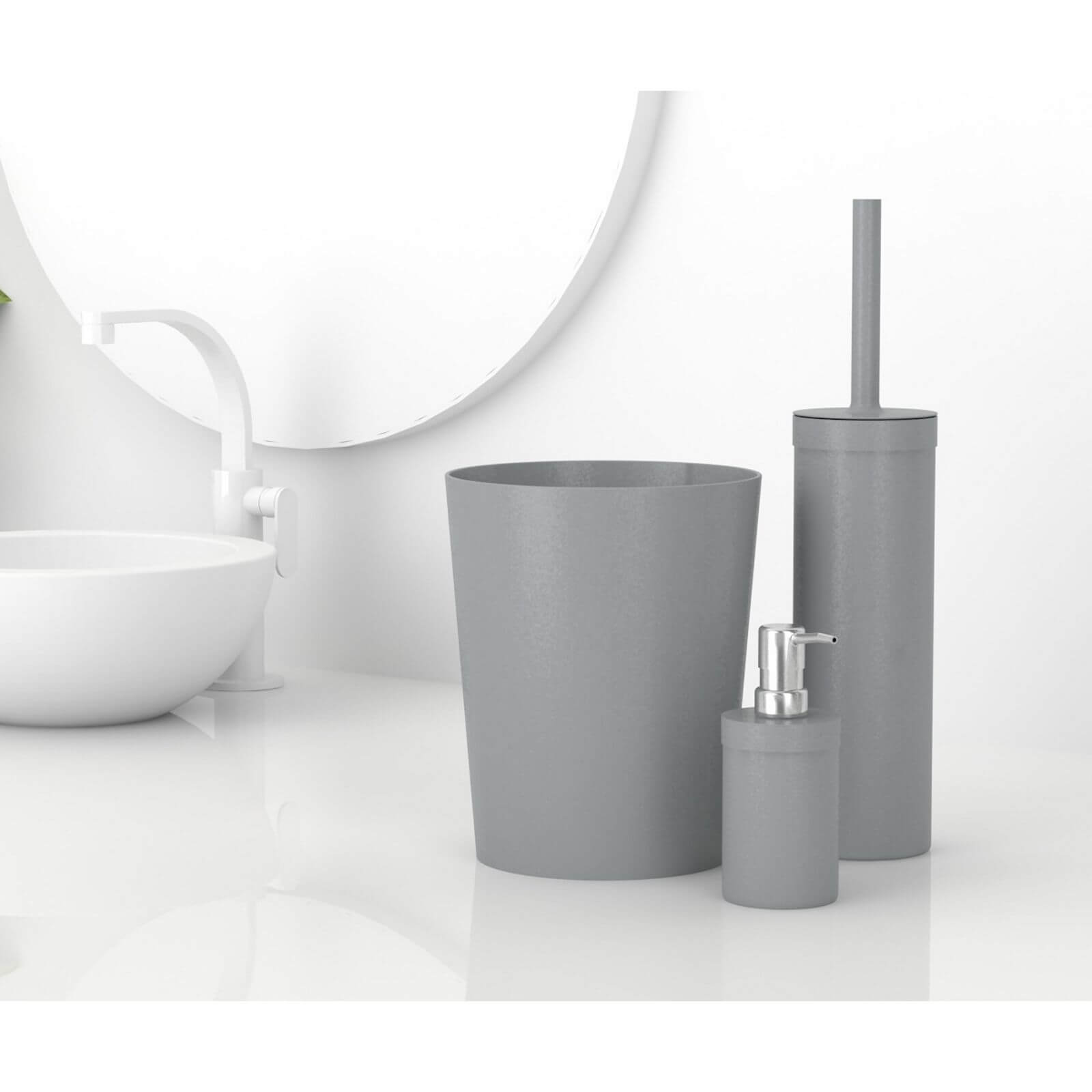 Home Design Toilet Brush, Bin & Lotion Dispenser Set - Grey