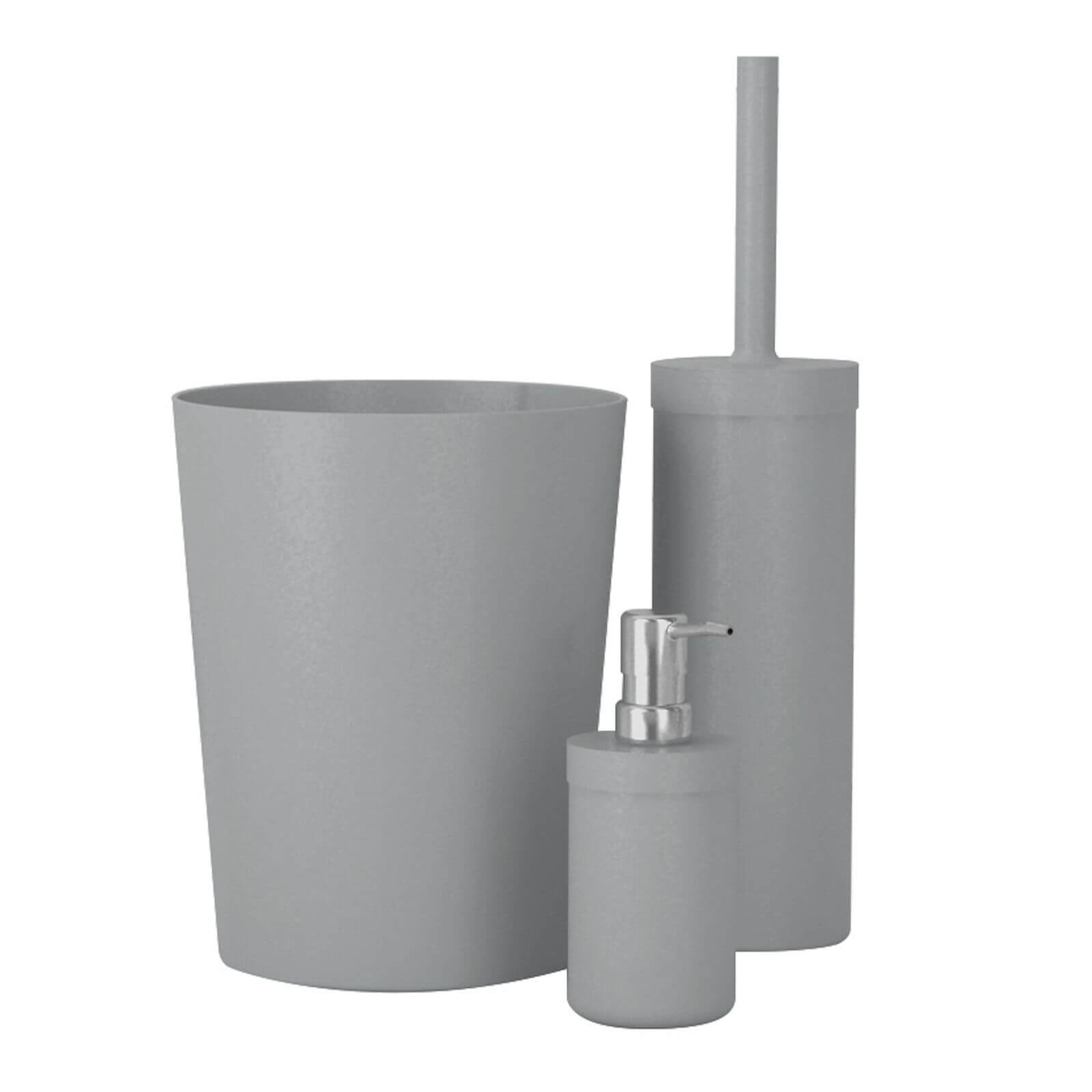 Home Design Toilet Brush, Bin & Lotion Dispenser Set - Grey