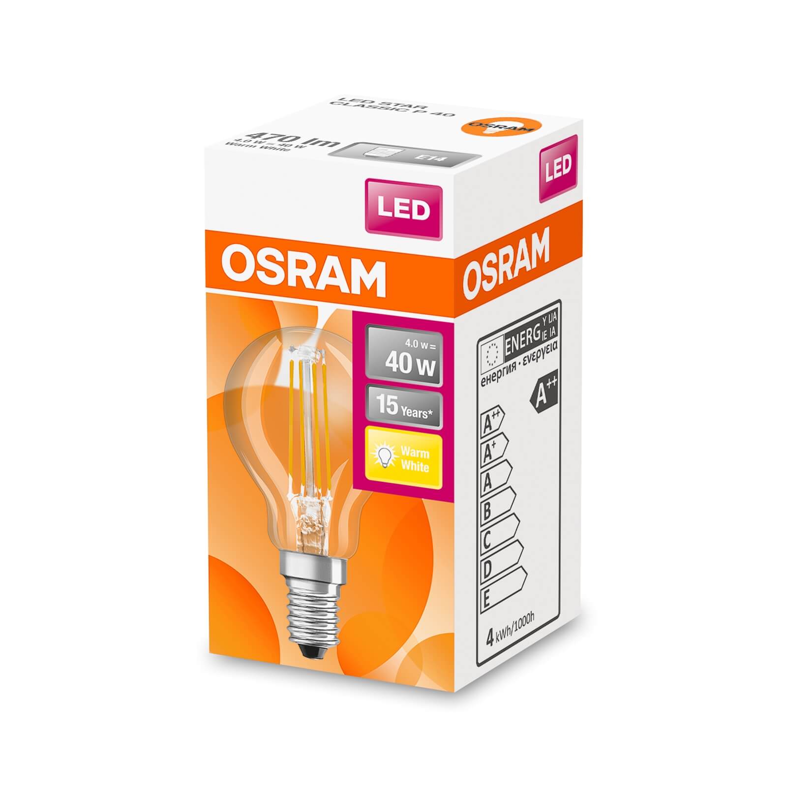 Osram Filament Globe Clear 40W SES Light Bulb