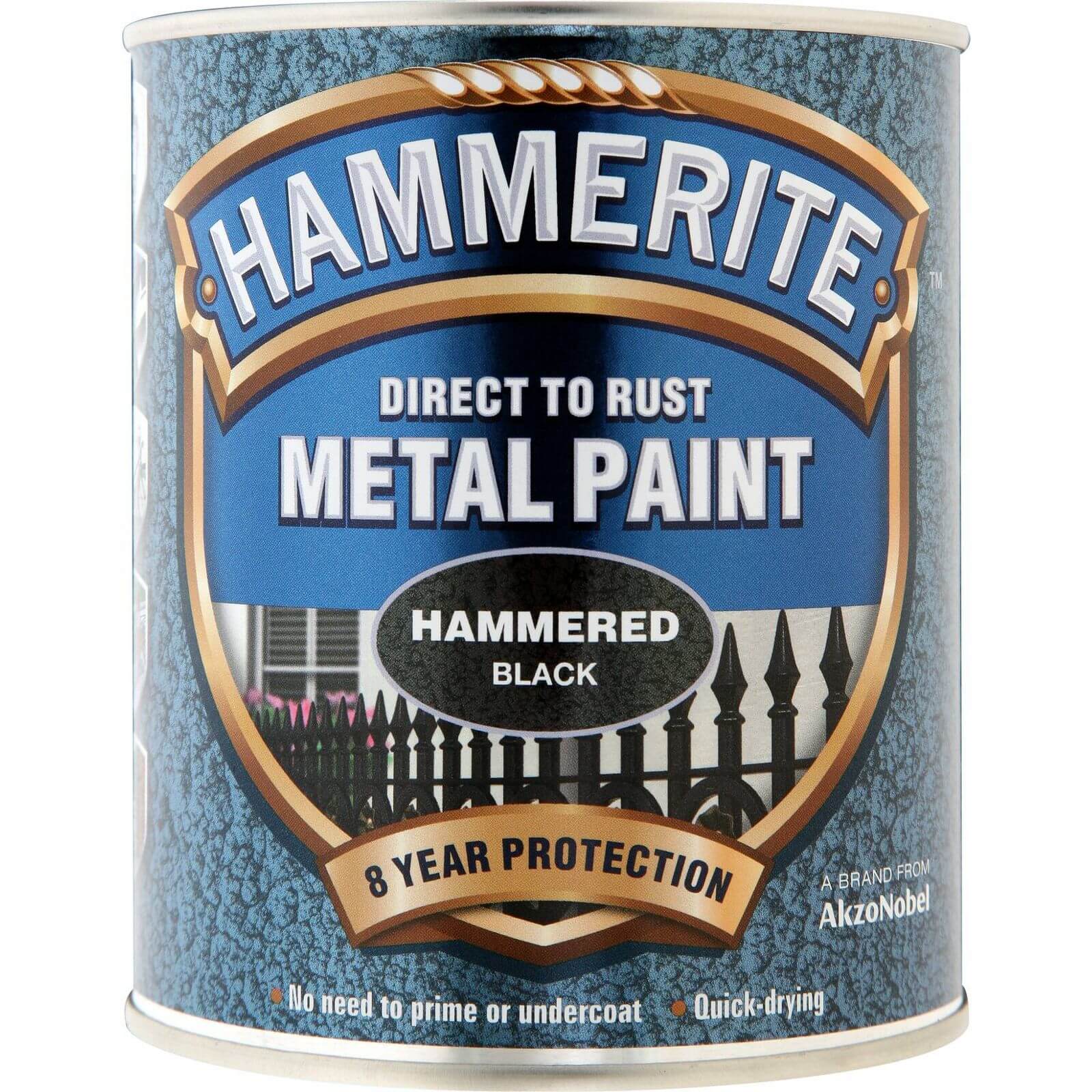 Hammerite Direct To Rust Hammered Black Metal Paint - 750ml