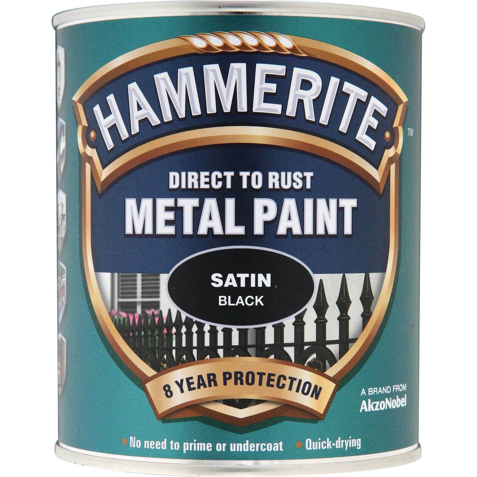 Hammerite Direct To Rust Satin Black Metal Paint - 750ml