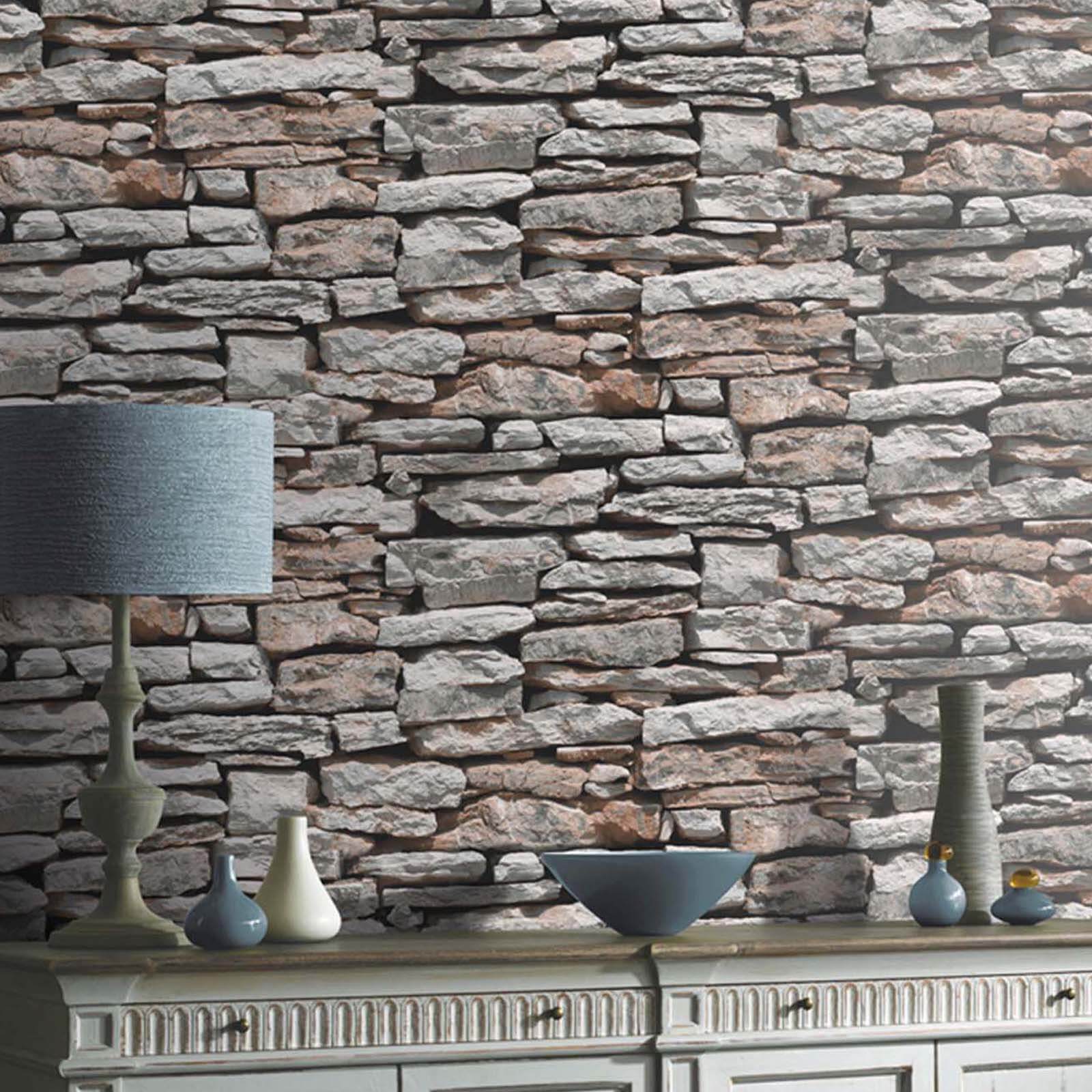 Arthouse Moroccan Wall Stone Effect Smooth Grey Wallpaper