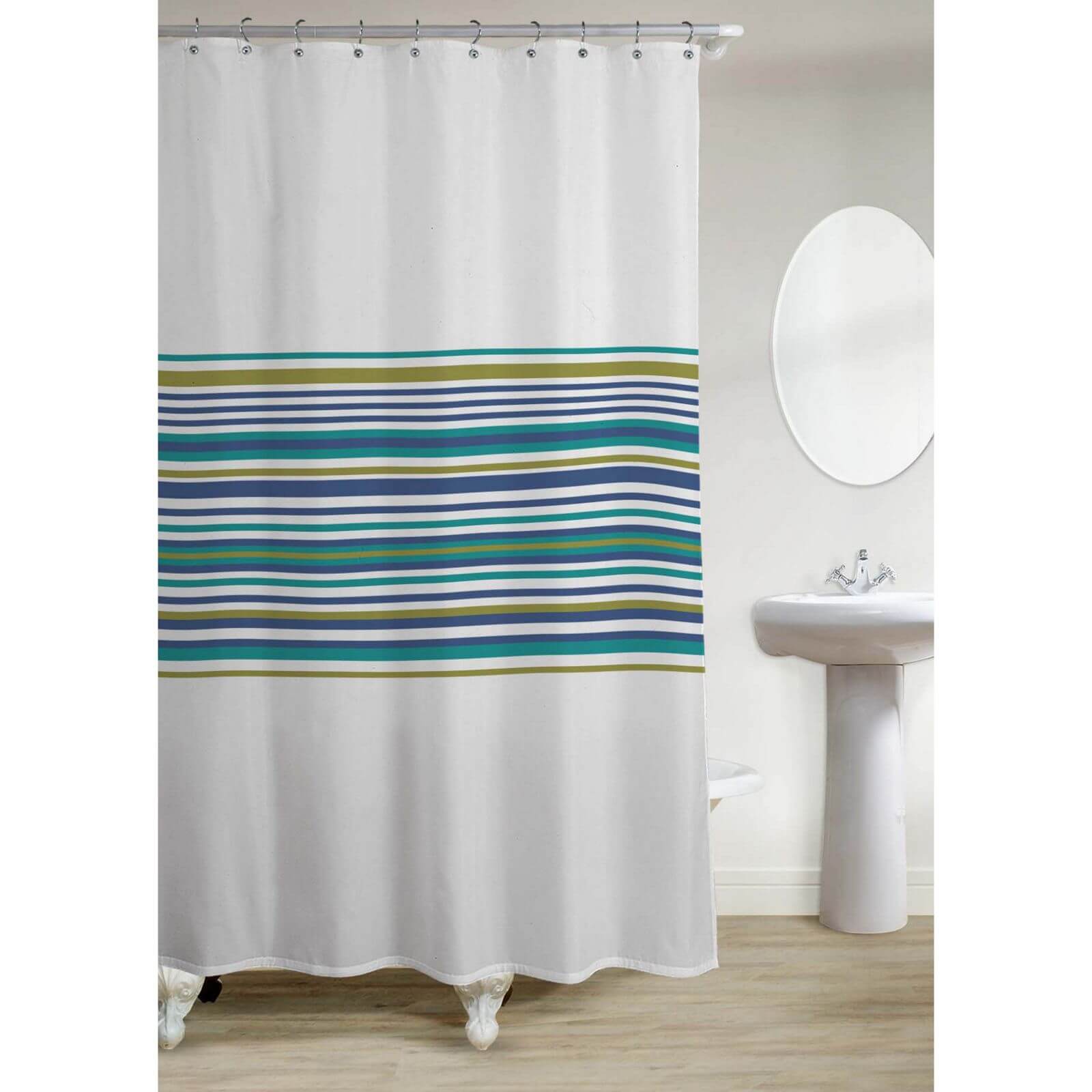 Estilo Banded Stripe Shower Curtain - Teal