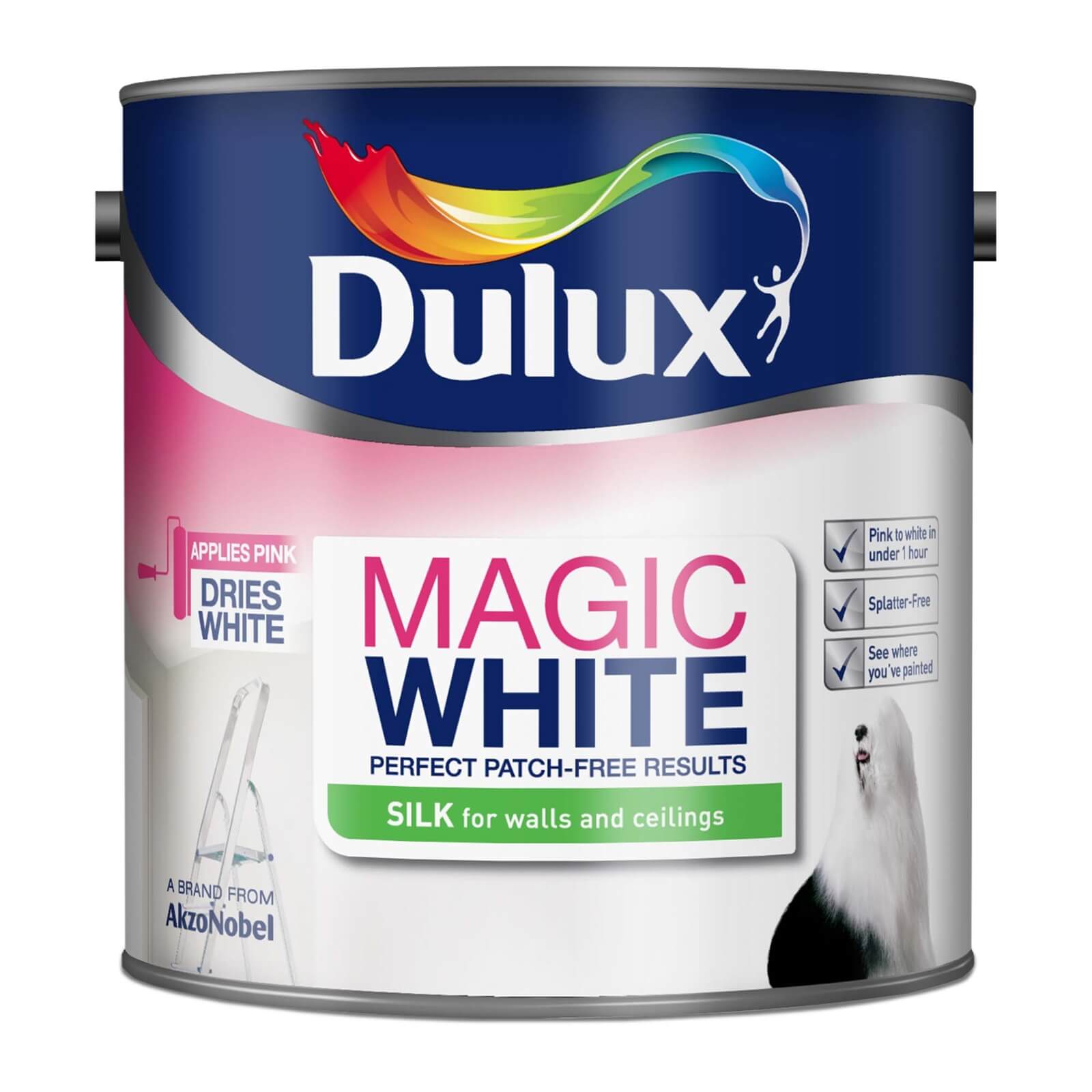 Dulux Magic Pure Silk Emulsion Paint Pure Brilliant White - 2.5L