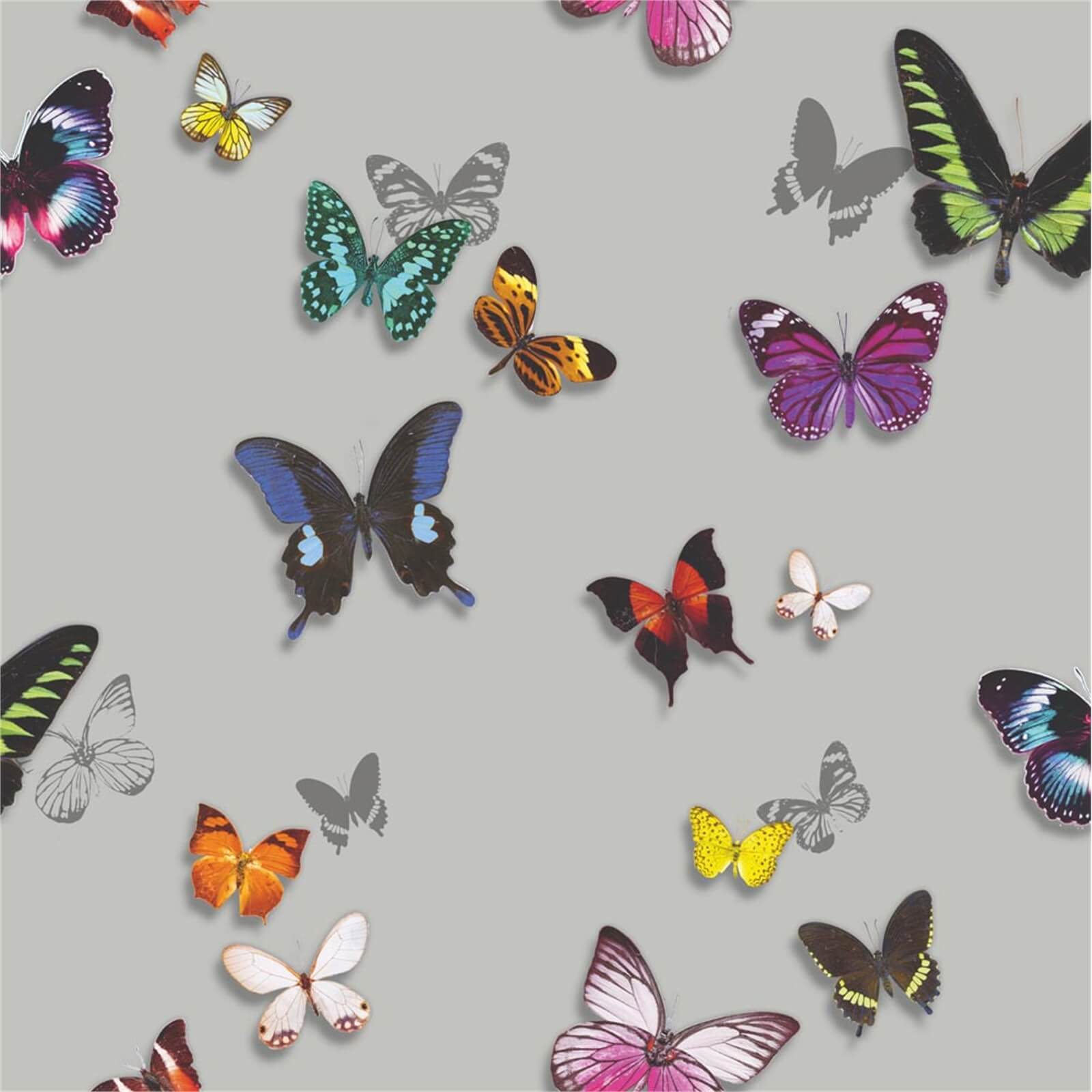Arthouse Bahia Butterfly Smooth Metallic Slate Wallpaper