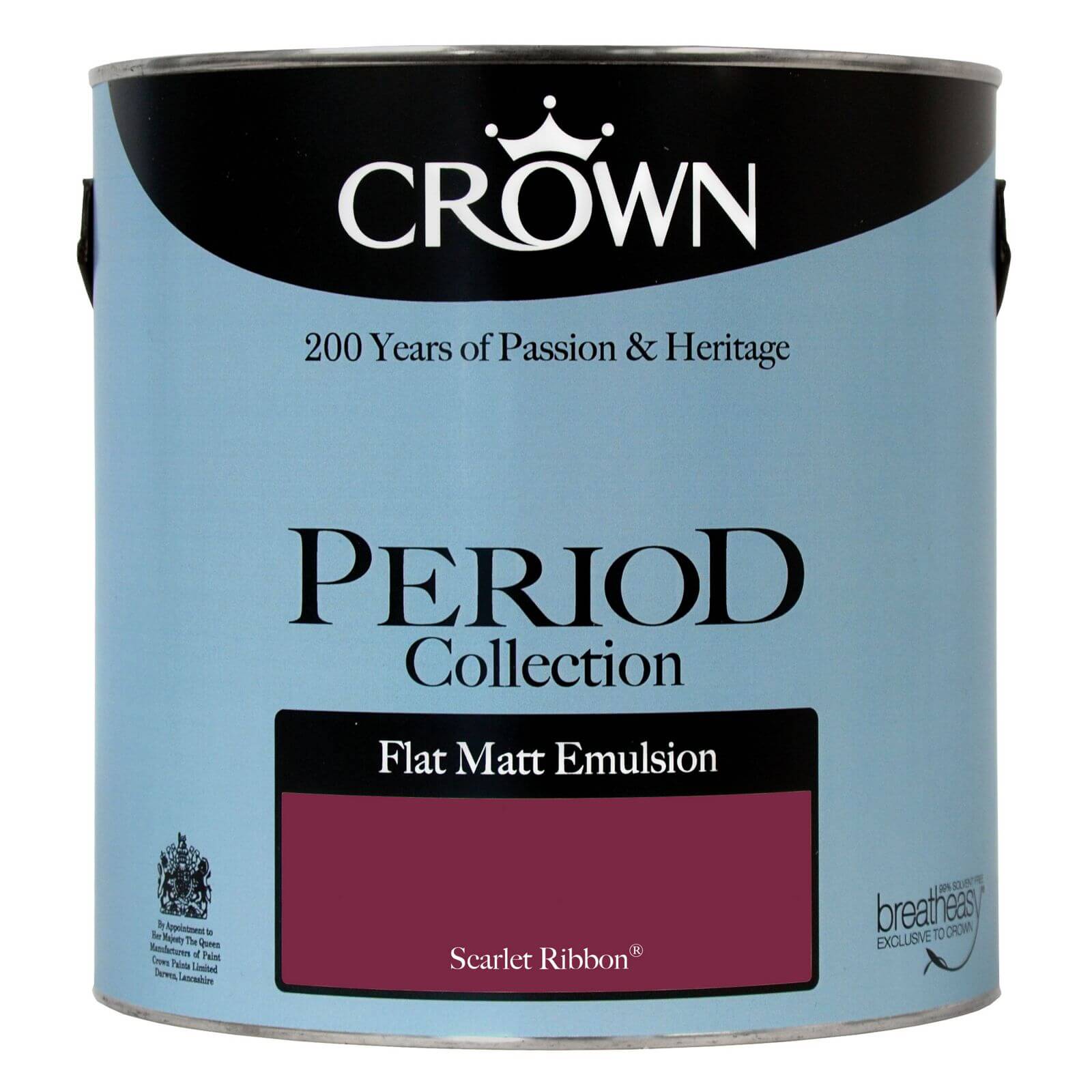 Crown Period Colours Breatheasy Scarlet Ribbon - Flat Matt Emulsion Paint - 2.5L
