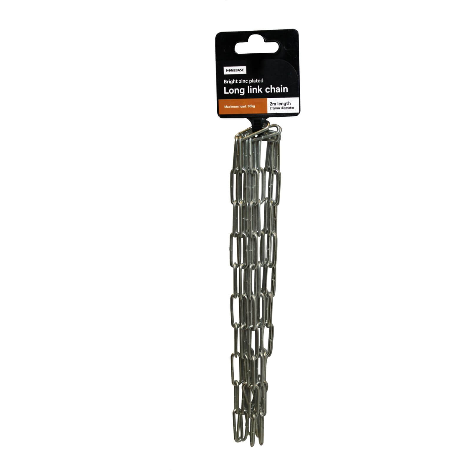 Long Link Chain - Zinc Plated - 2.5 x 2000mm
