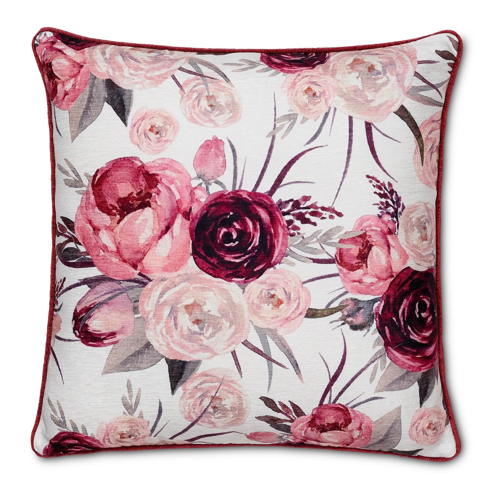 Watercolor Flower Cushion - Red