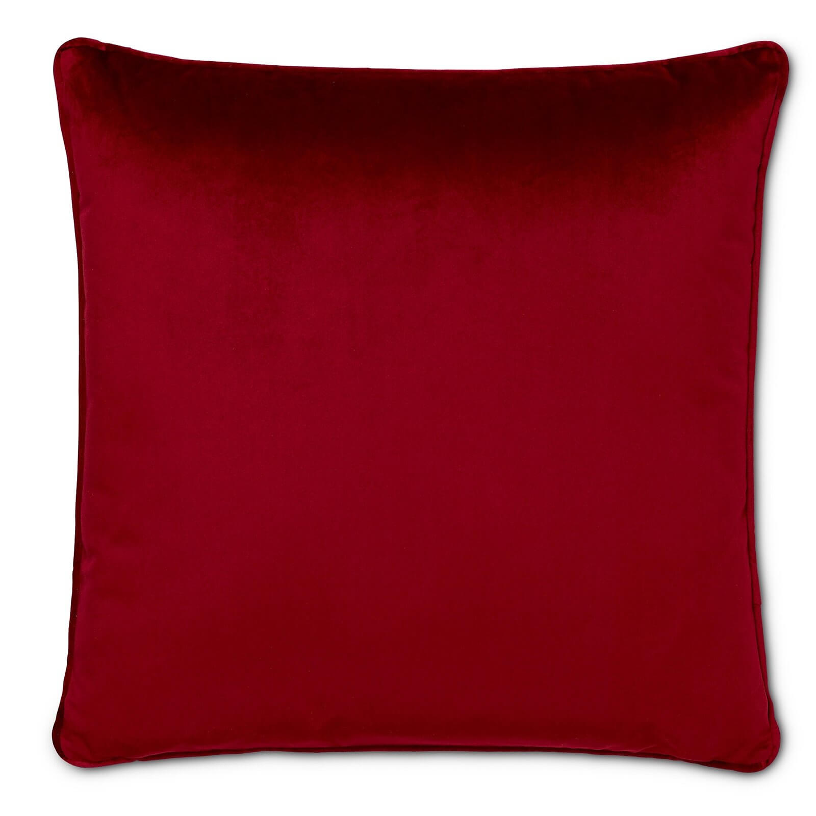 Plain Velvet Cushion - Red - 45x45cm