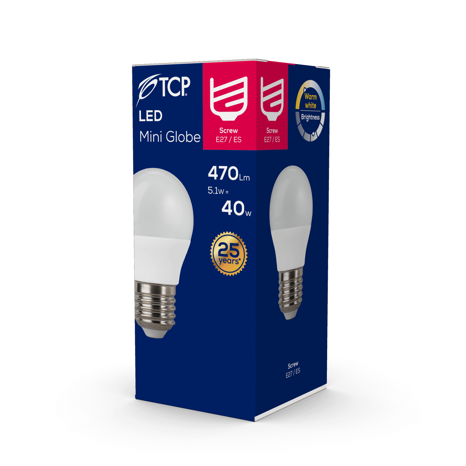 TCP LED Globe 40W ES Warm Non Dimmable Light Bulb