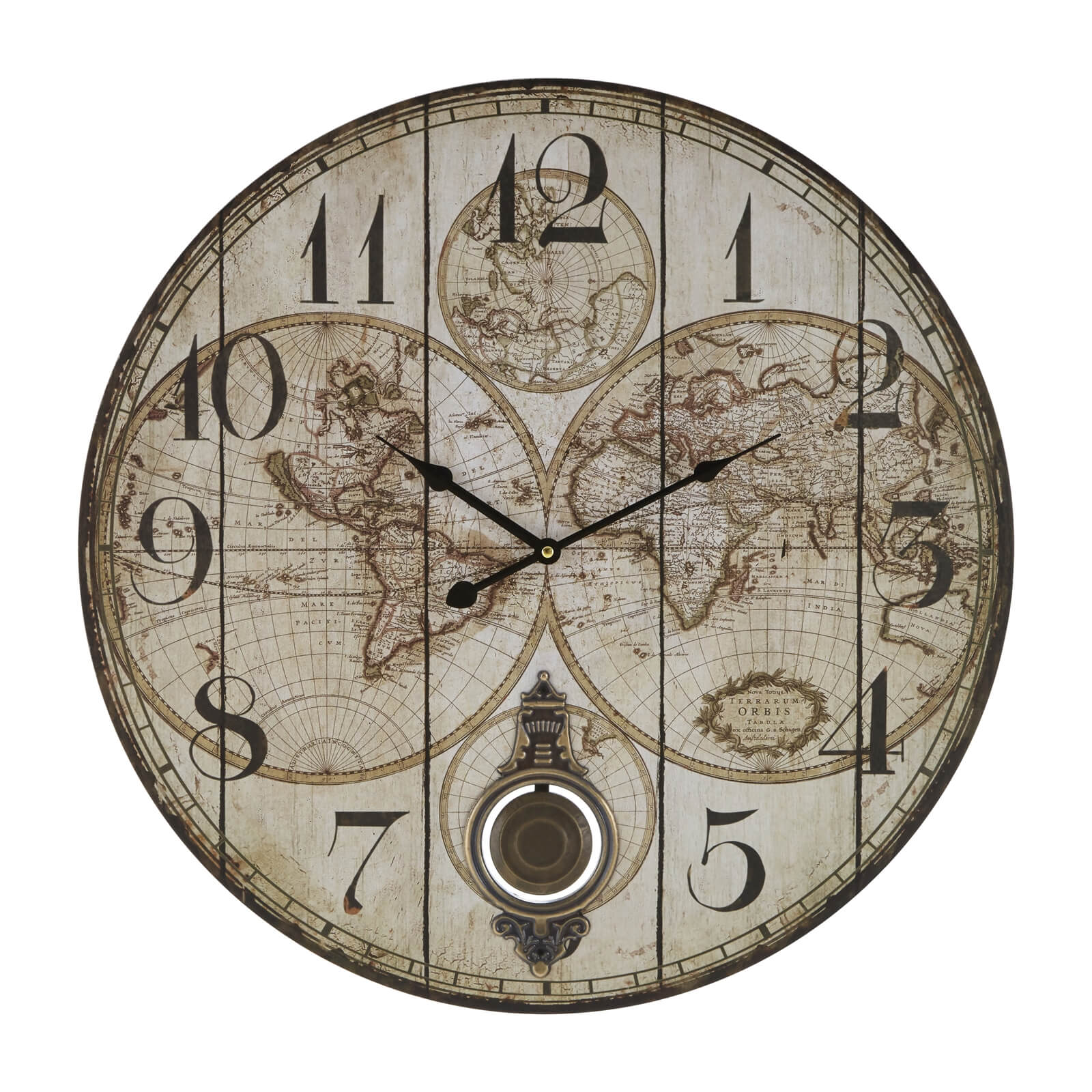 Classic Global Wall Clock with Pendulum