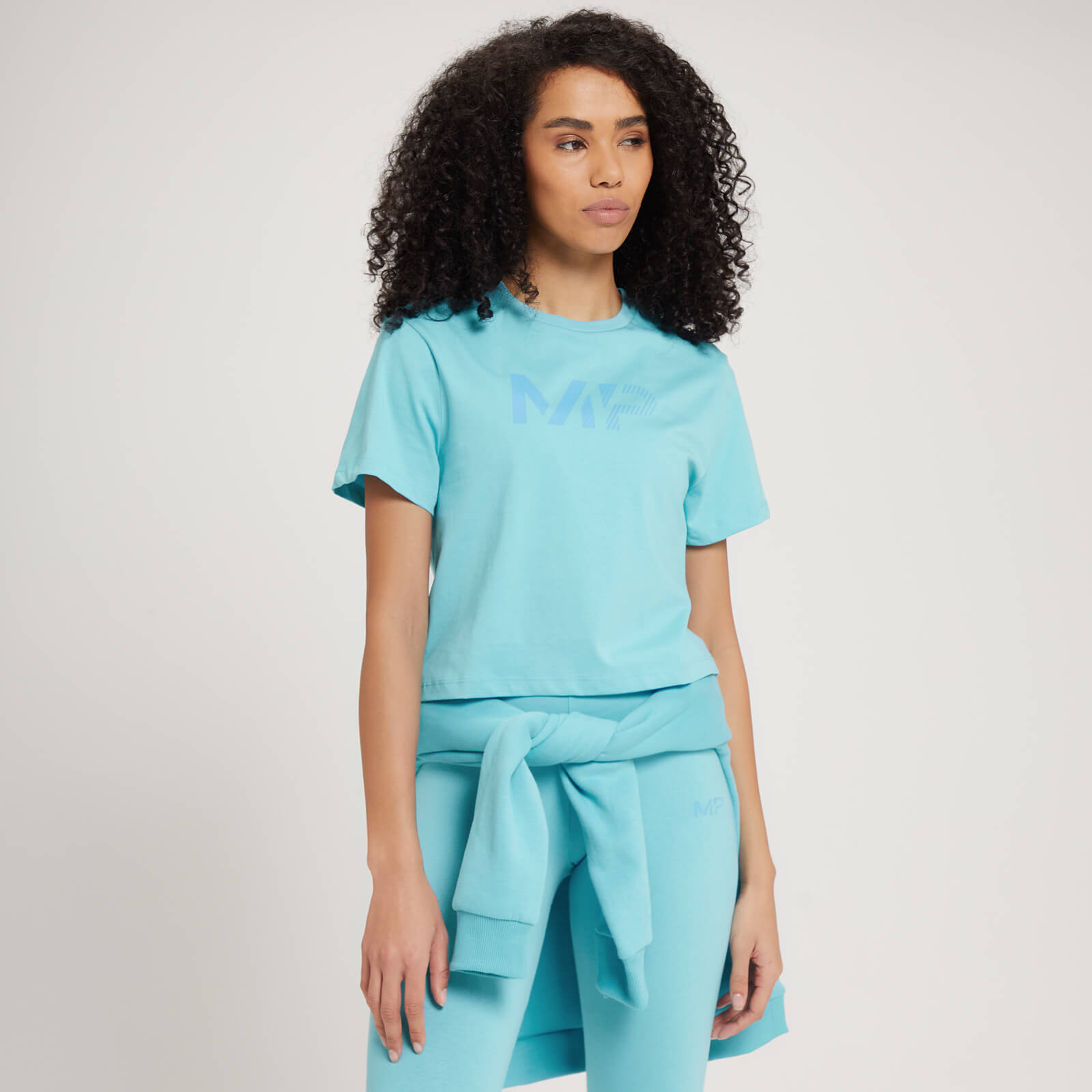 Дамска тениска MP Fade Graphic Crop T-Shirt — прахово синьо