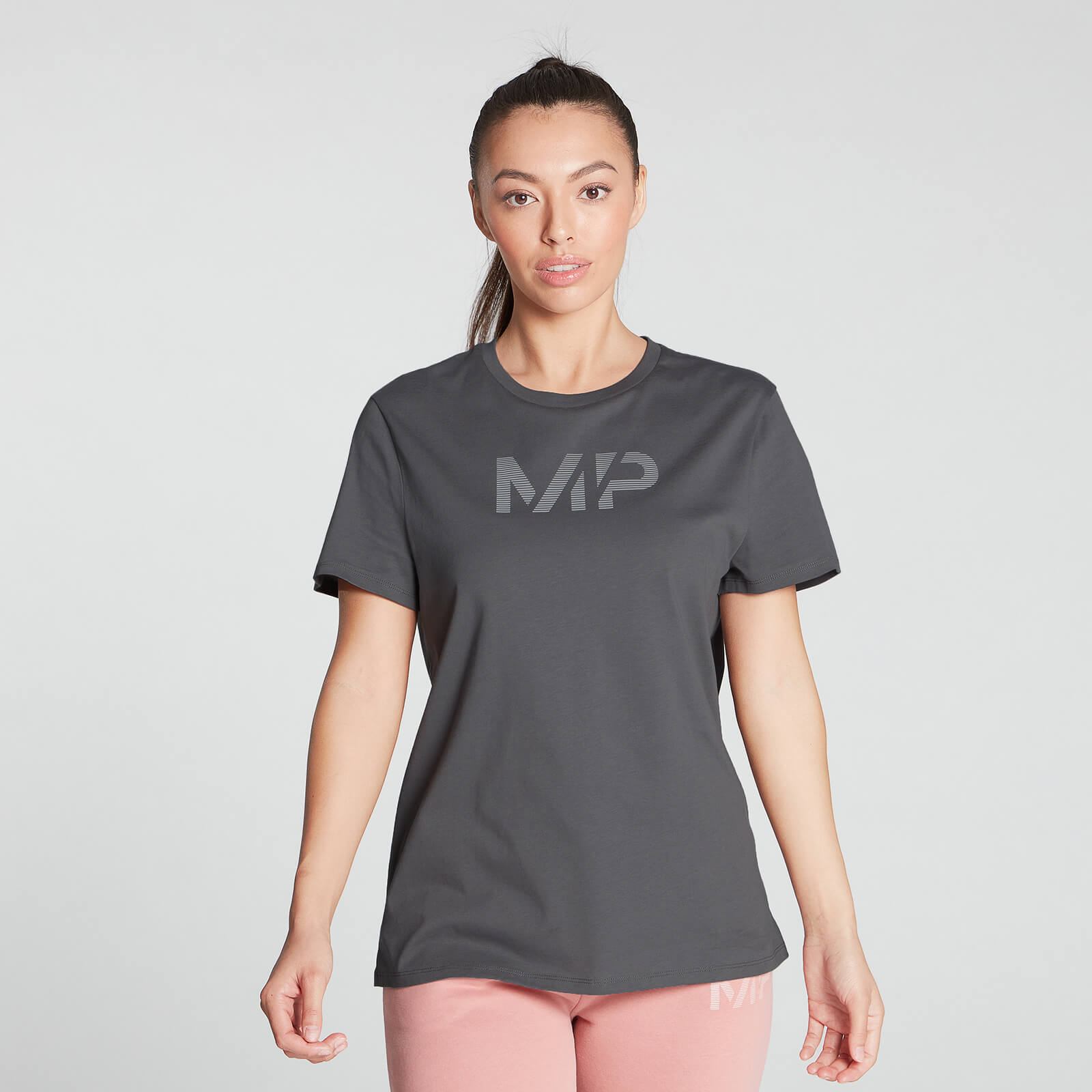 Gradient Line Graphic 基礎純棉系列 女士 T 恤 - 深灰 - XS