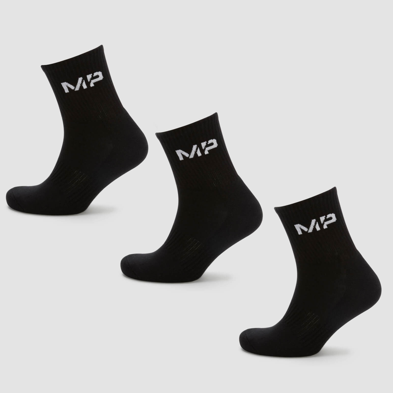 MP Men's Crew Socks (3 Pack) - Black - UK 6-8
