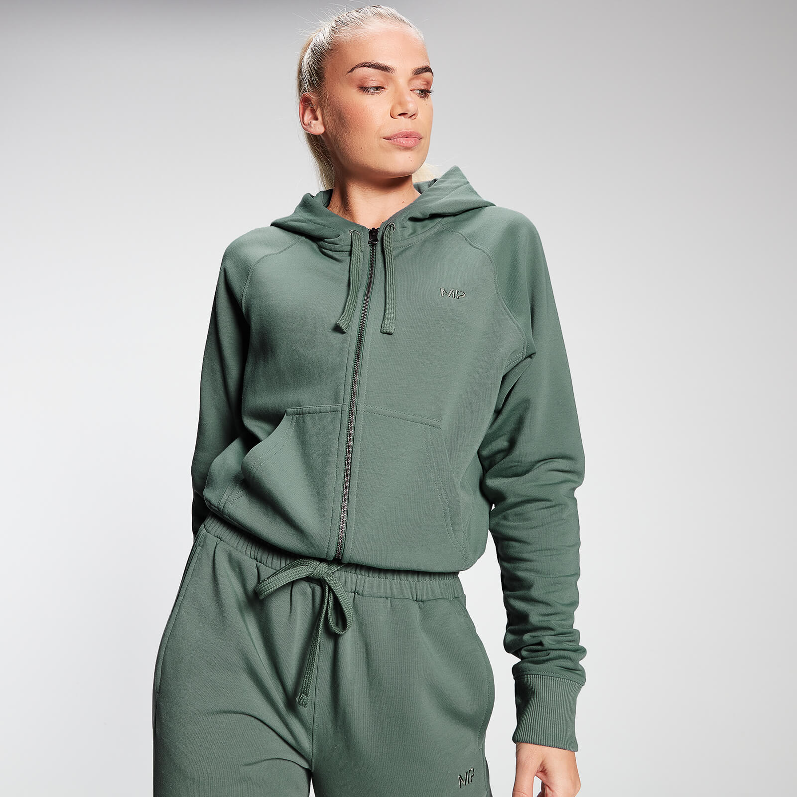 Sweat à capuche zippé MP Rest Day pour femmes – Vert cactus