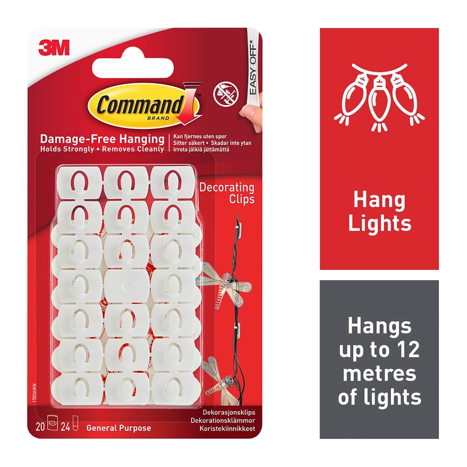 Command Self Adhesive Decorating Clips - White
