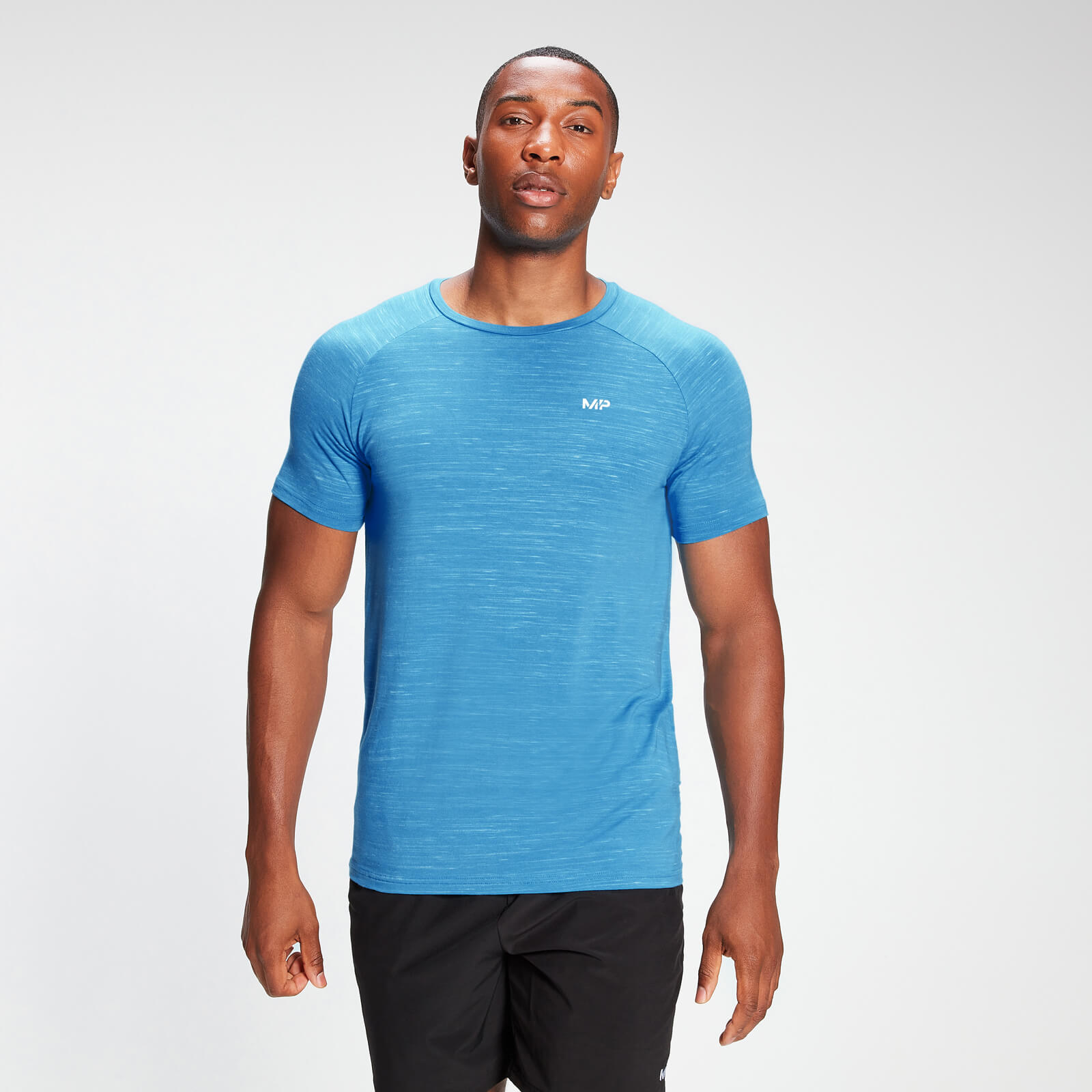 Мъжка тениска с къс ръкав MP Performance - ярко синьо меланж