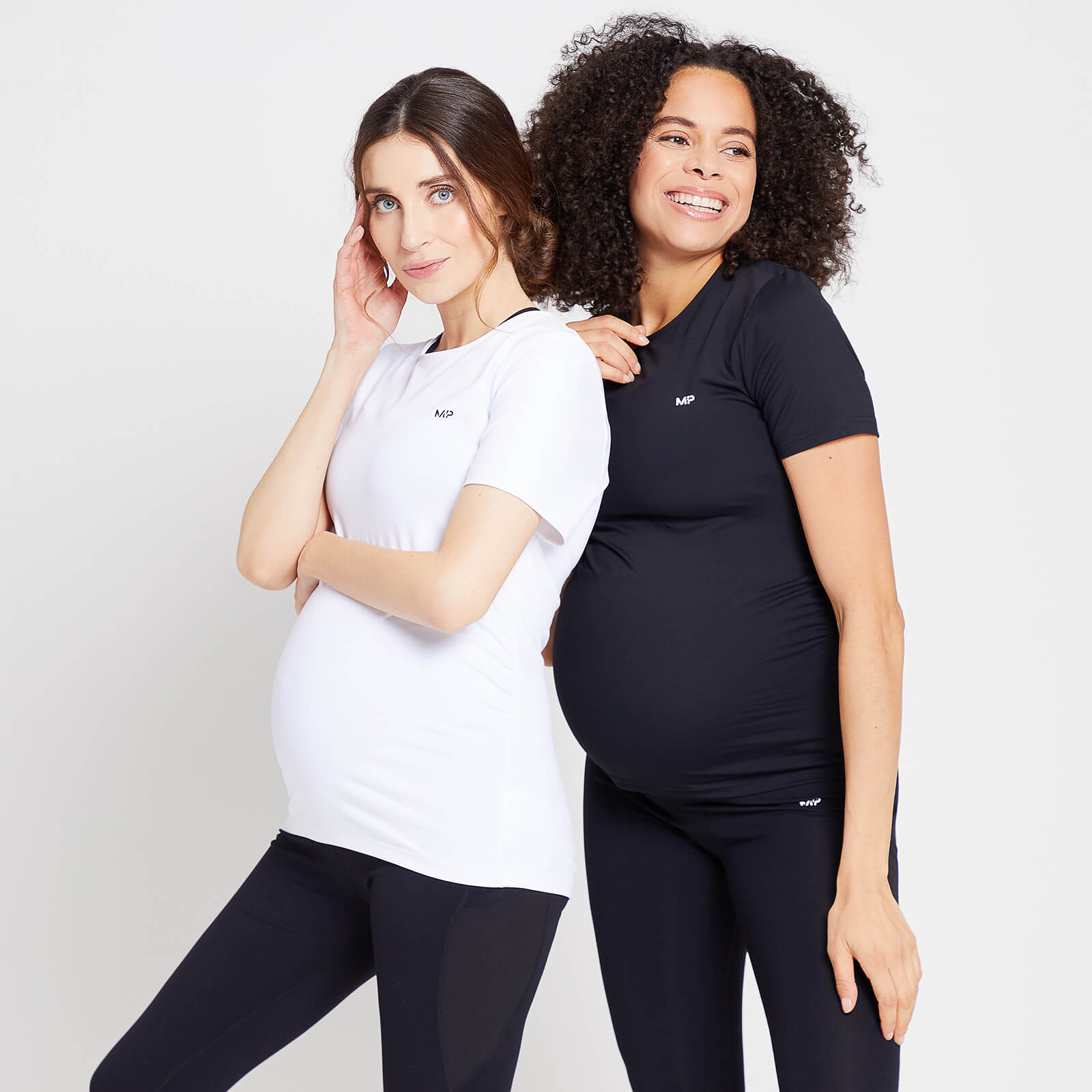 Duo de hauts de maternité à manches courtes MP Power pour femmes – Noir/Blanc - XS