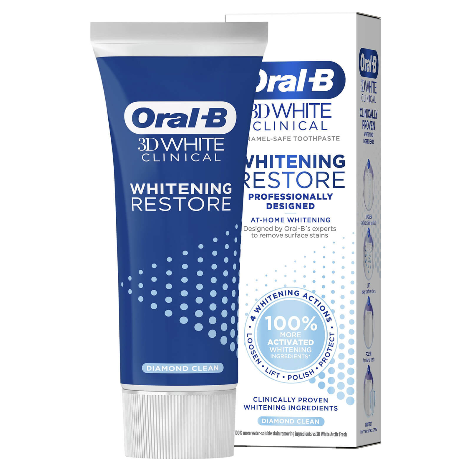 Oral B 3DWhite Clinical Whitening Restore Diamond Clean Toothpaste 70ml