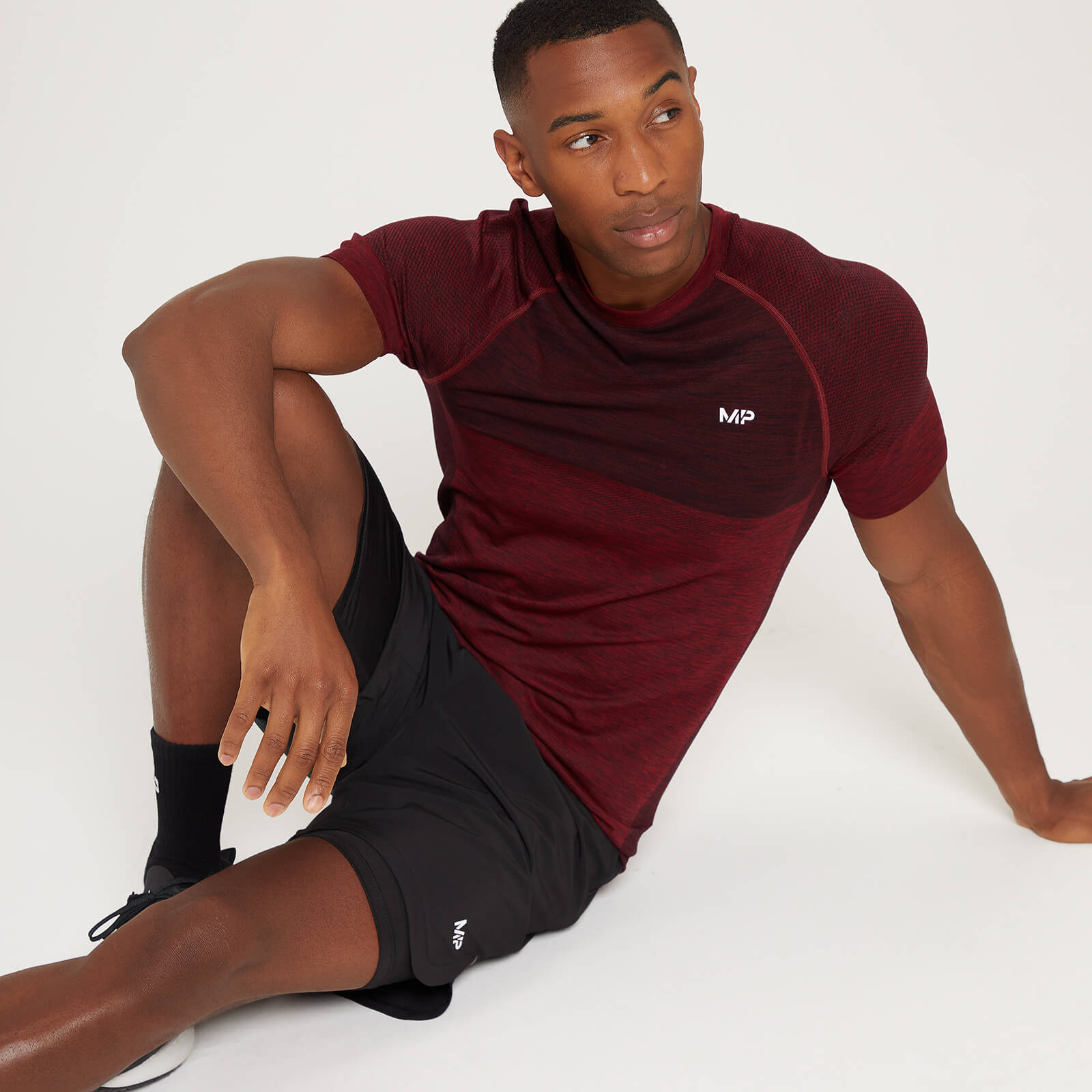 T-shirt sans coutures à manches courtes MP Essentials pour hommes – Écarlate chiné