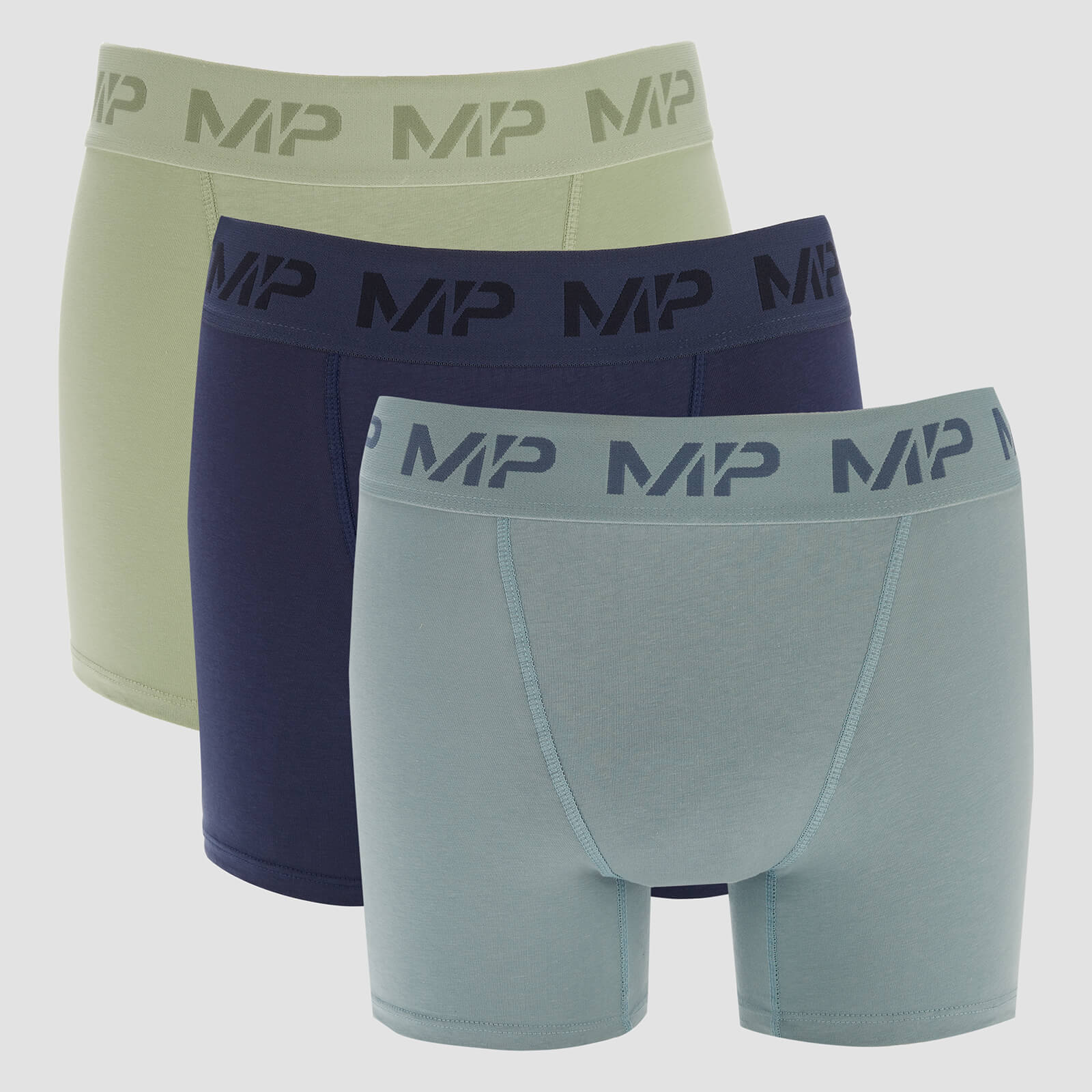Quần lót Boxer dành cho Nam giới của MP (3 Cái) - Màu xanh lá lạnh/Màu xanh thép/Màu xanh đá