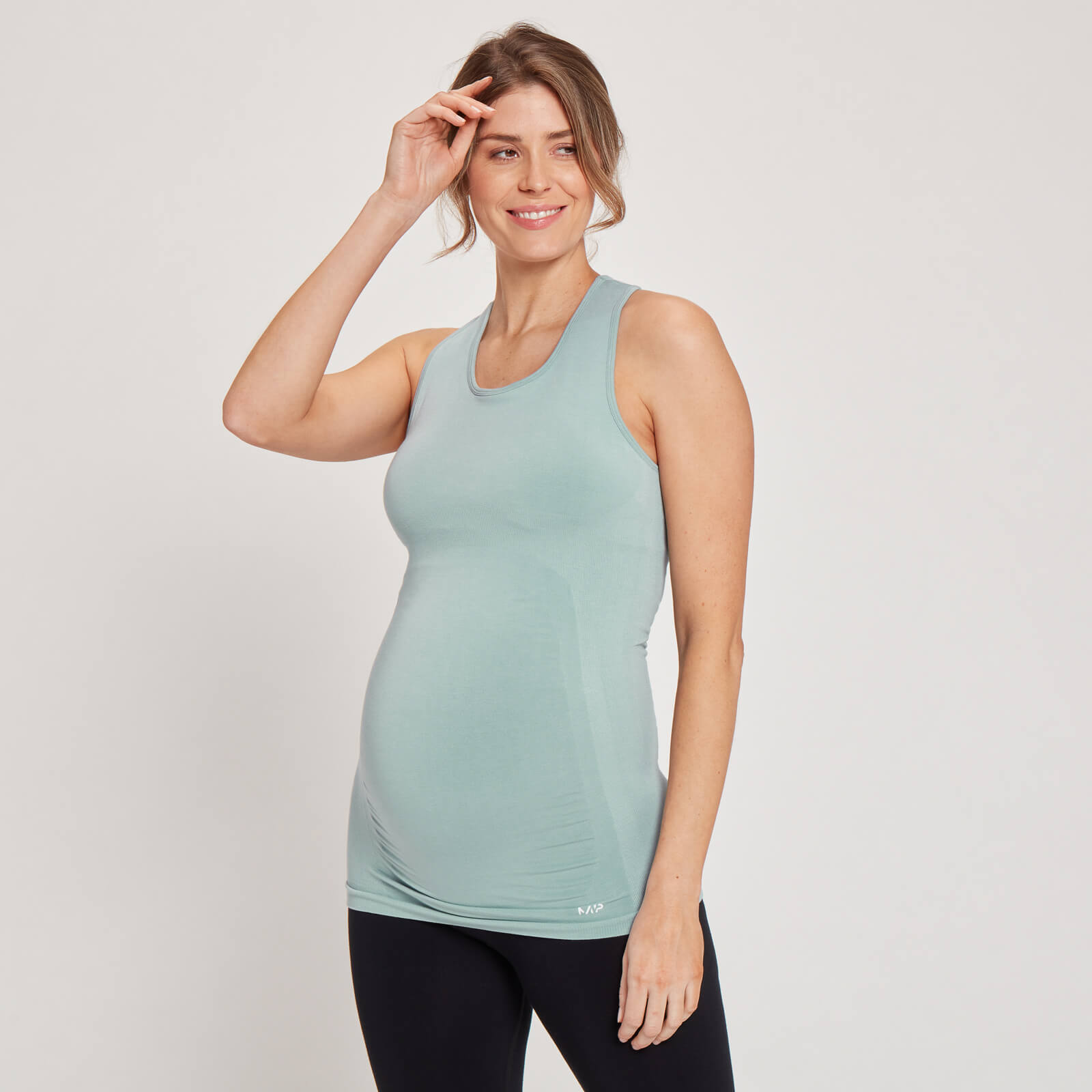 MP ženska bešavna majica bez rukava za trudnice – ledeno plava - XS