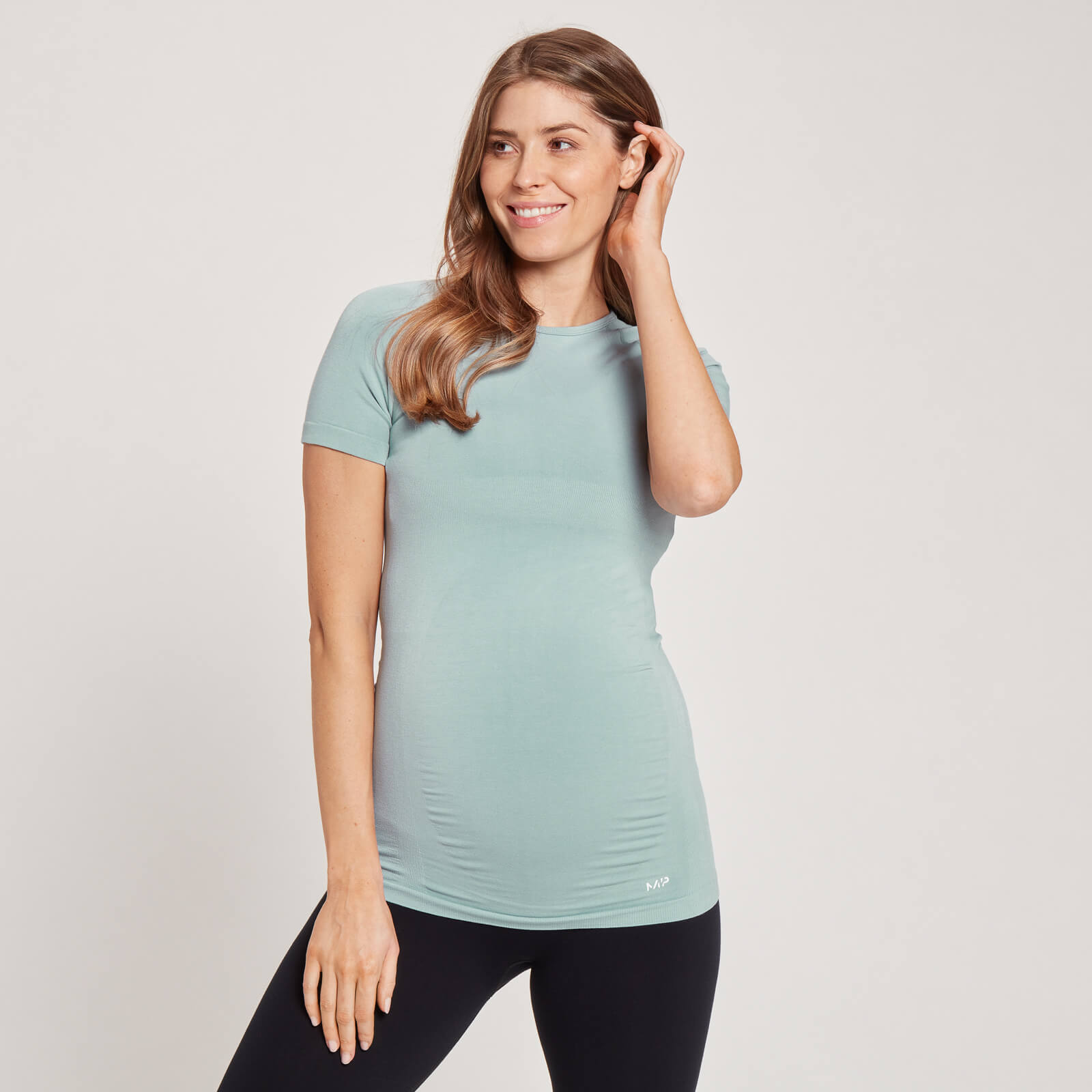 T-shirt de maternité sans coutures à manches courtes MP pour femmes – Bleu glacé - XS